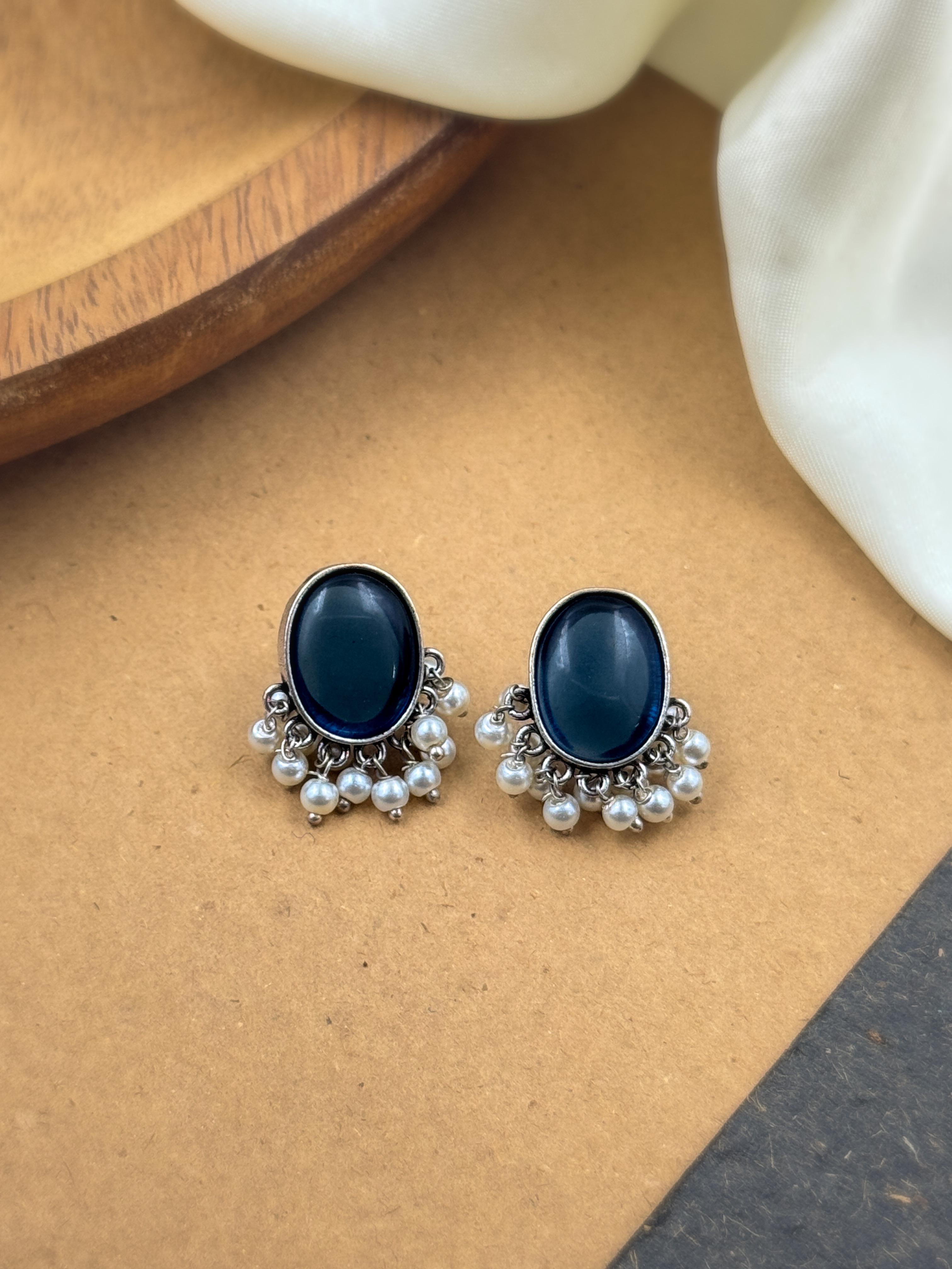 MISHKA OXIDISED STUD EARRINGS