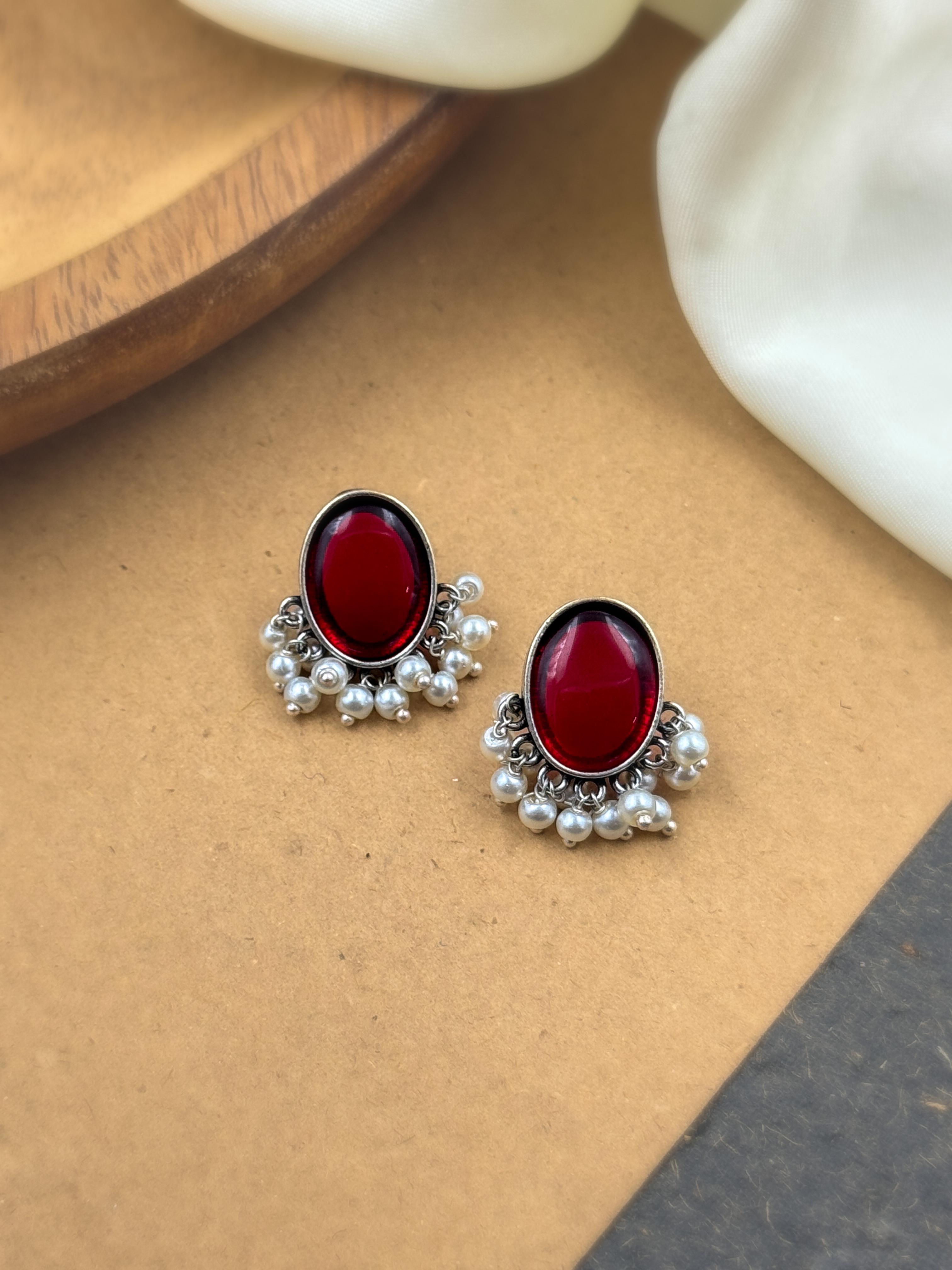 MISHKA OXIDISED STUD EARRINGS