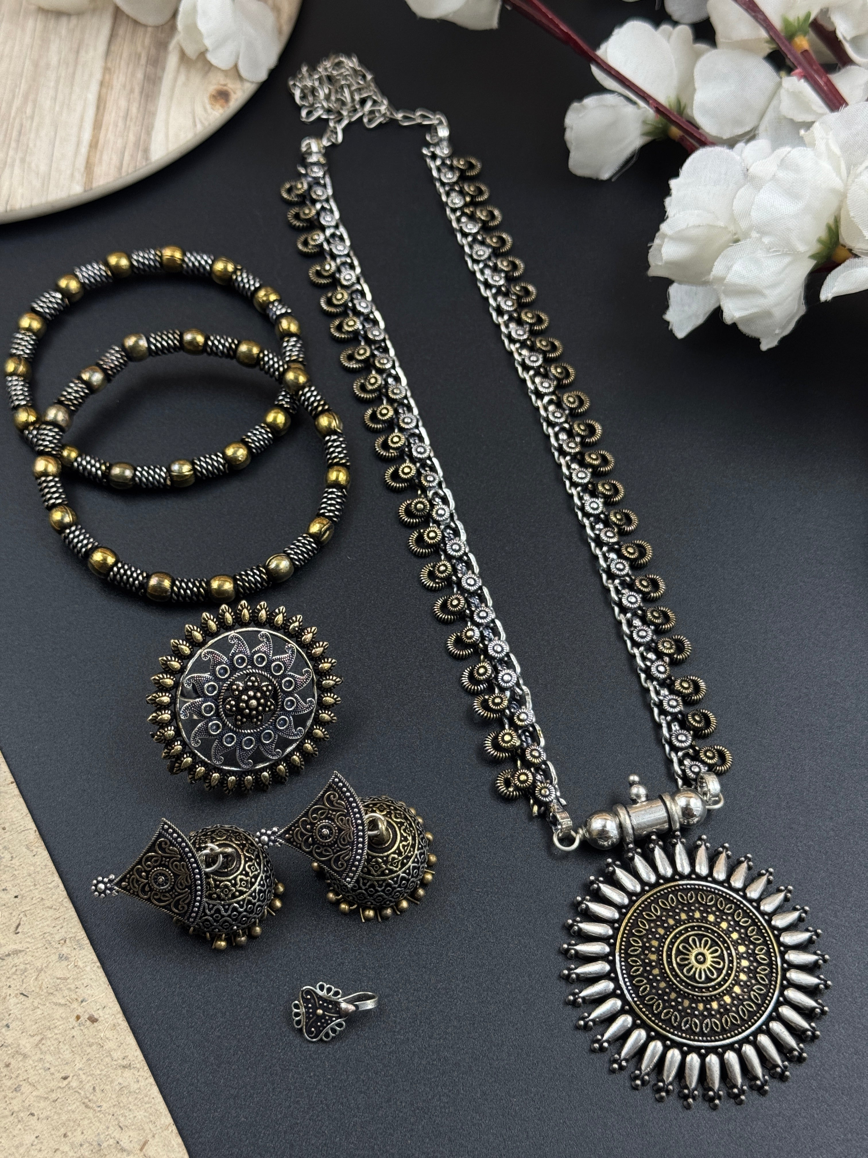 5 PIECE DUAL TONE JEWELLERY SET COMBO