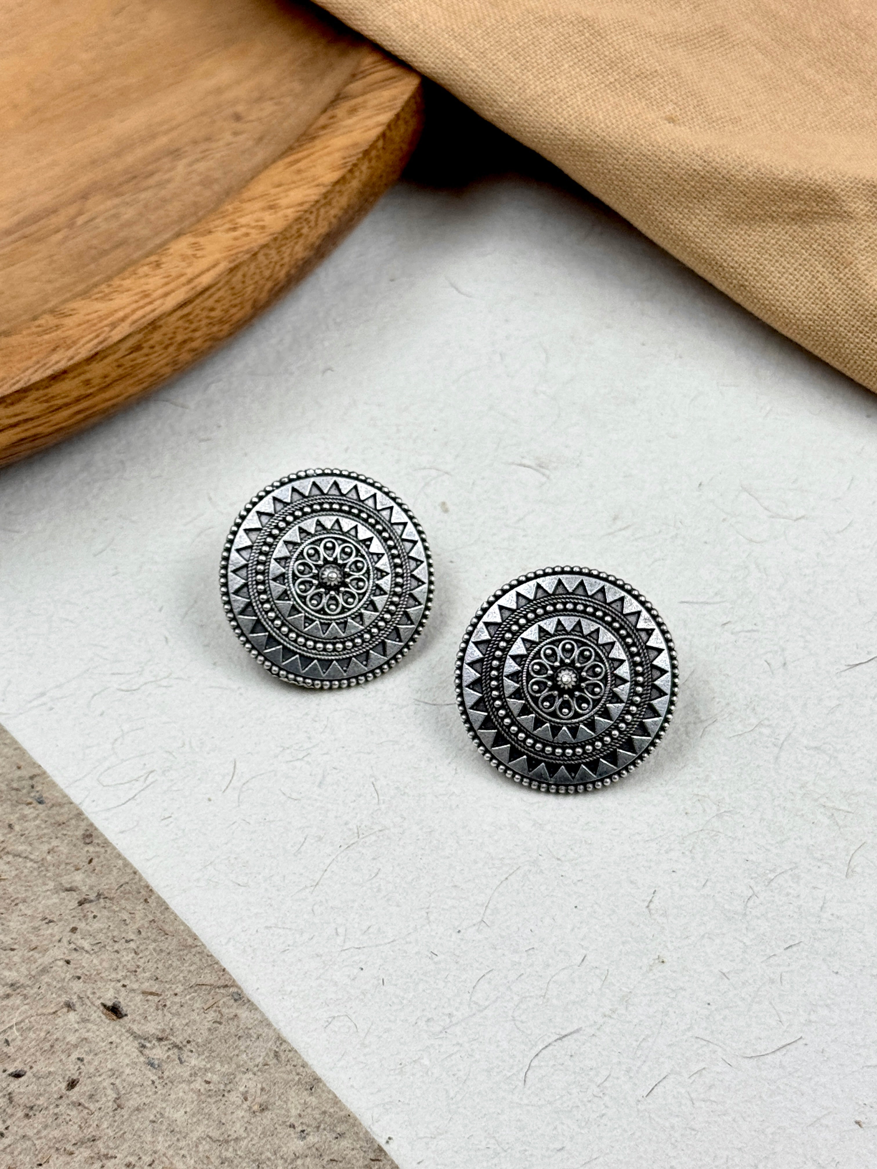 RADHIKA SILVER LOOKALIKE STUD EARRINGS