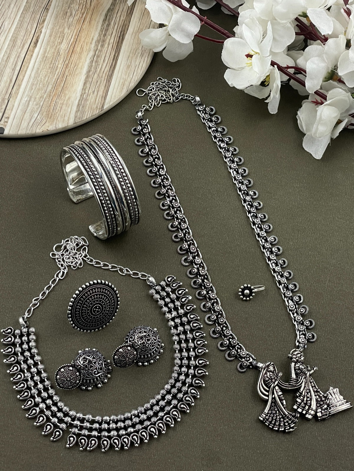 SONAM BRASS OXIDISED JEWELLERY SET COMBO