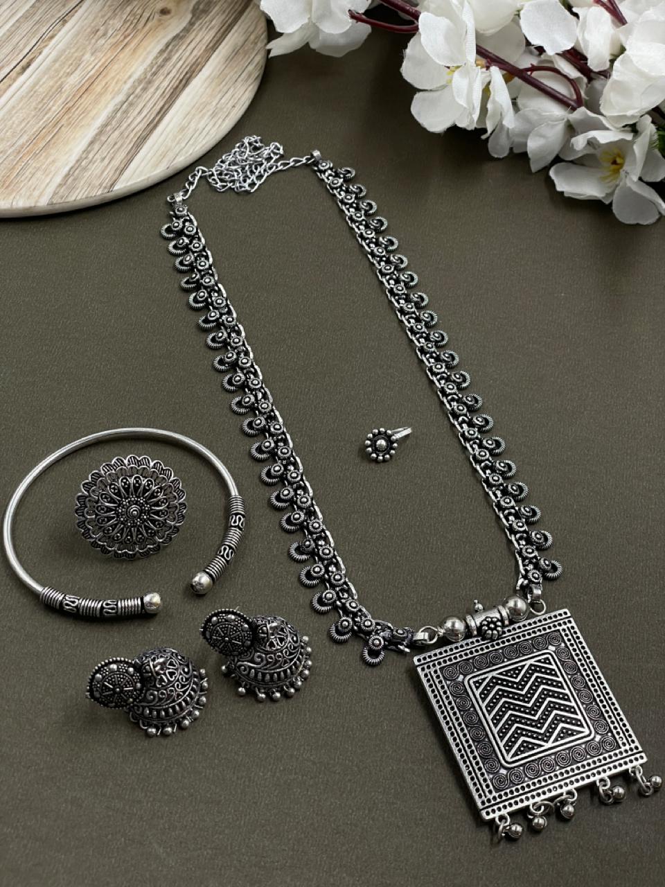 CHANCHAL BRASS OXIDISED JEWELLRY SET COMBO