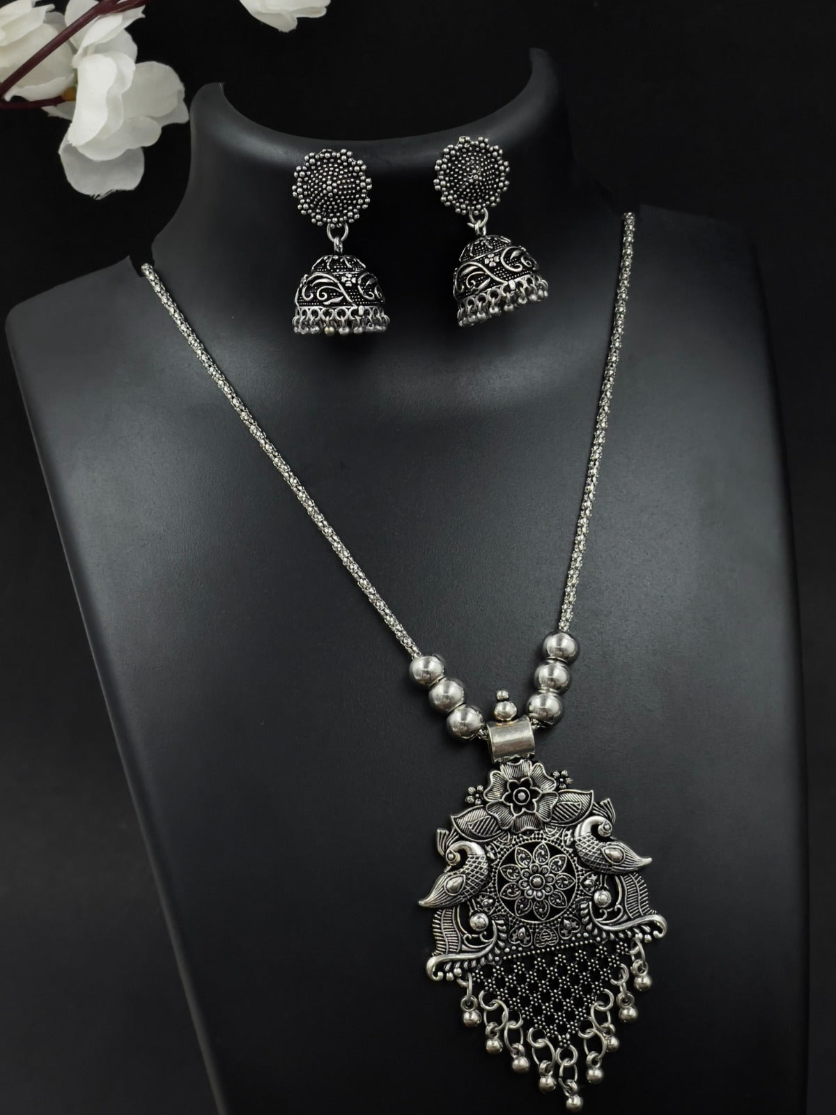 NITYA BRASS OXIDISED JEWELLERY SET