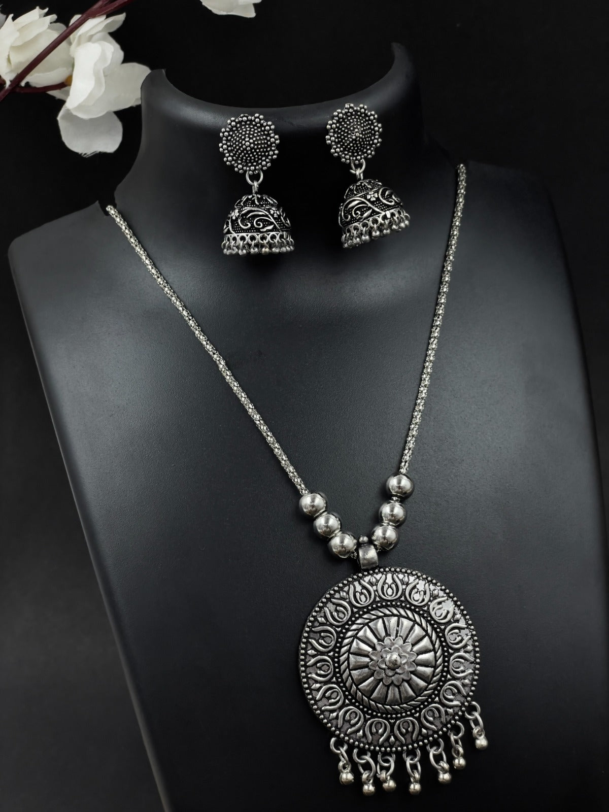 NITYA BRASS OXIDISED JEWELLERY SET