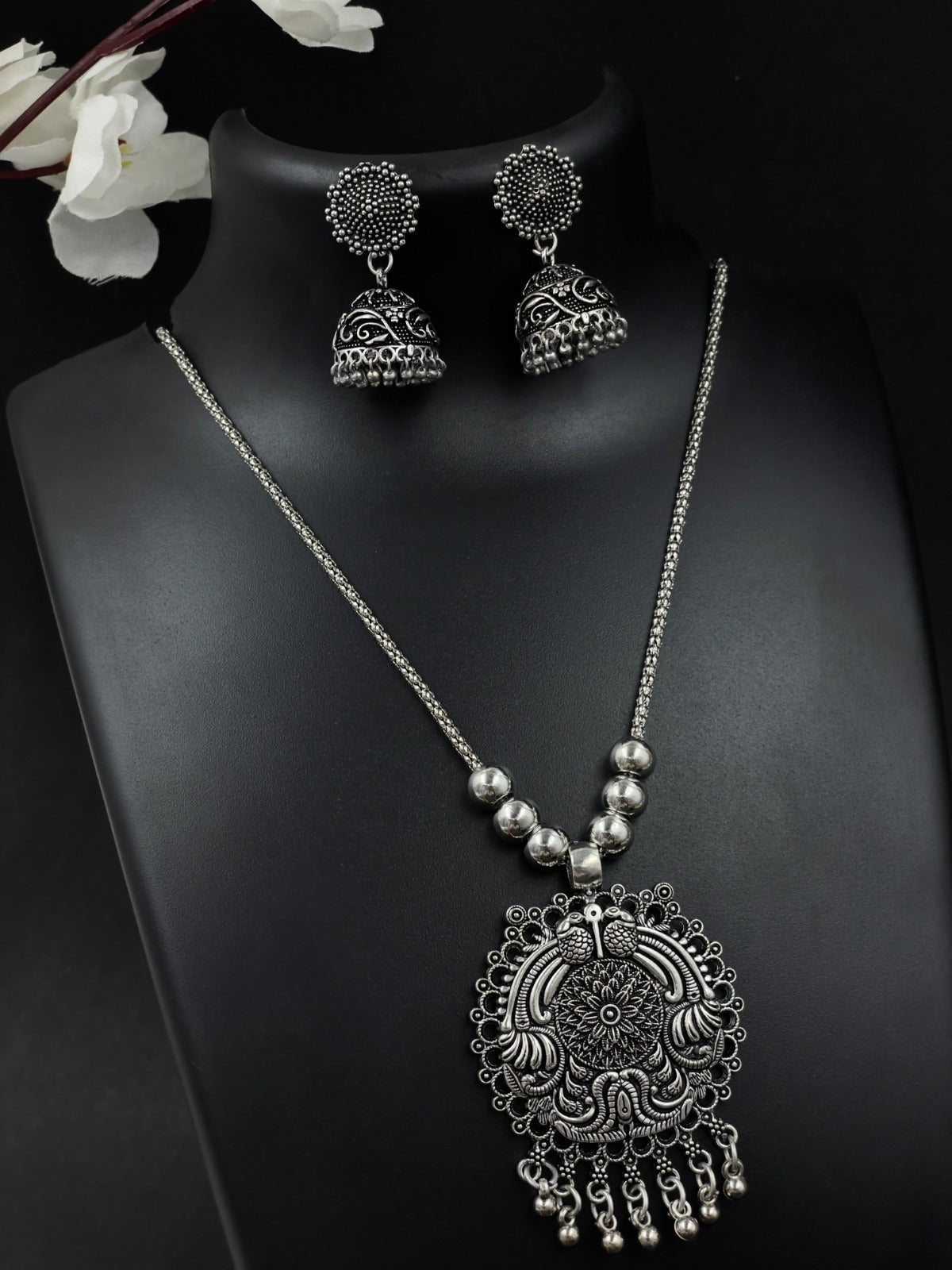 NITYA BRASS OXIDISED JEWELLERY SET