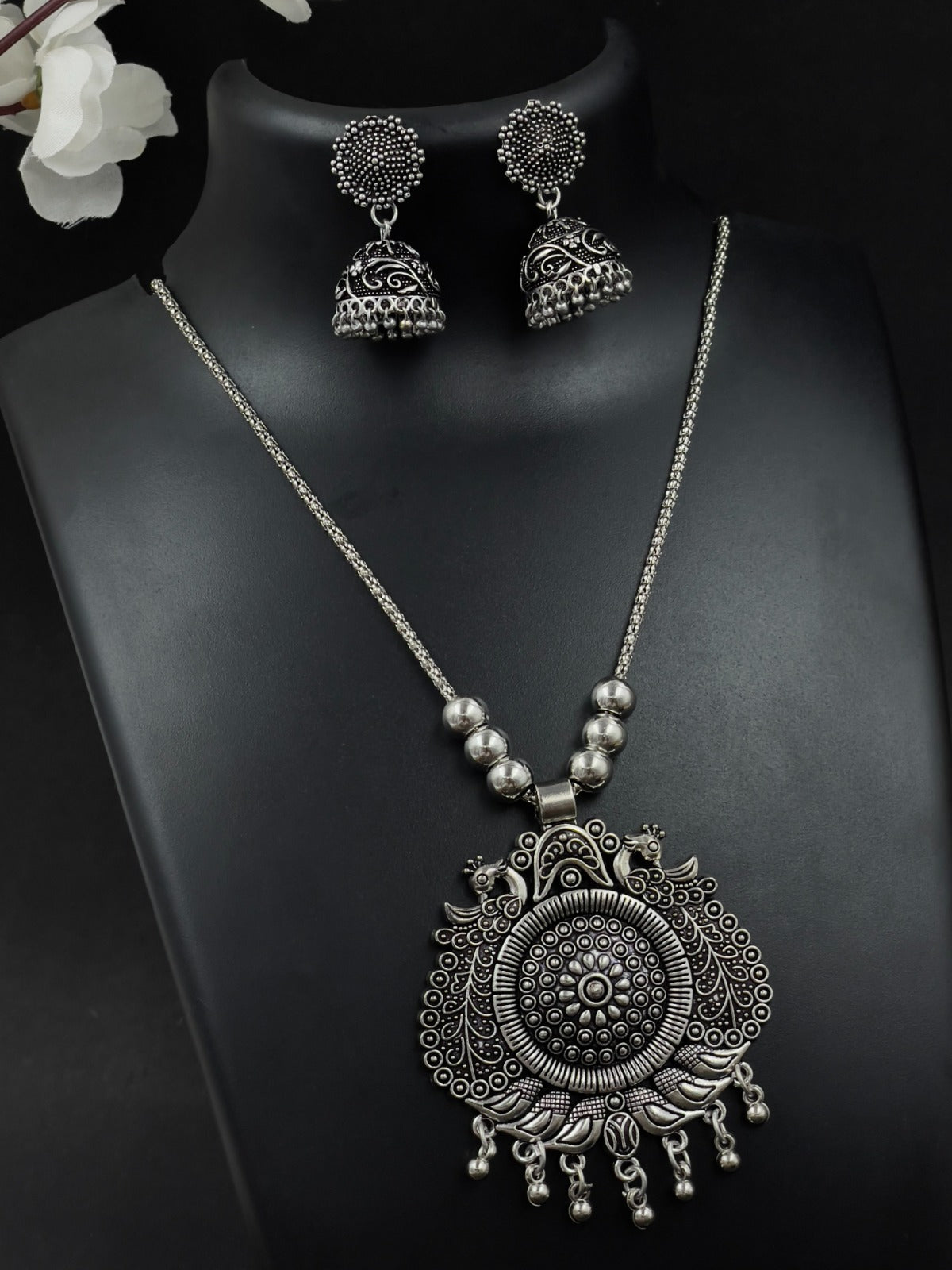 NITYA BRASS OXIDISED JEWELLERY SET