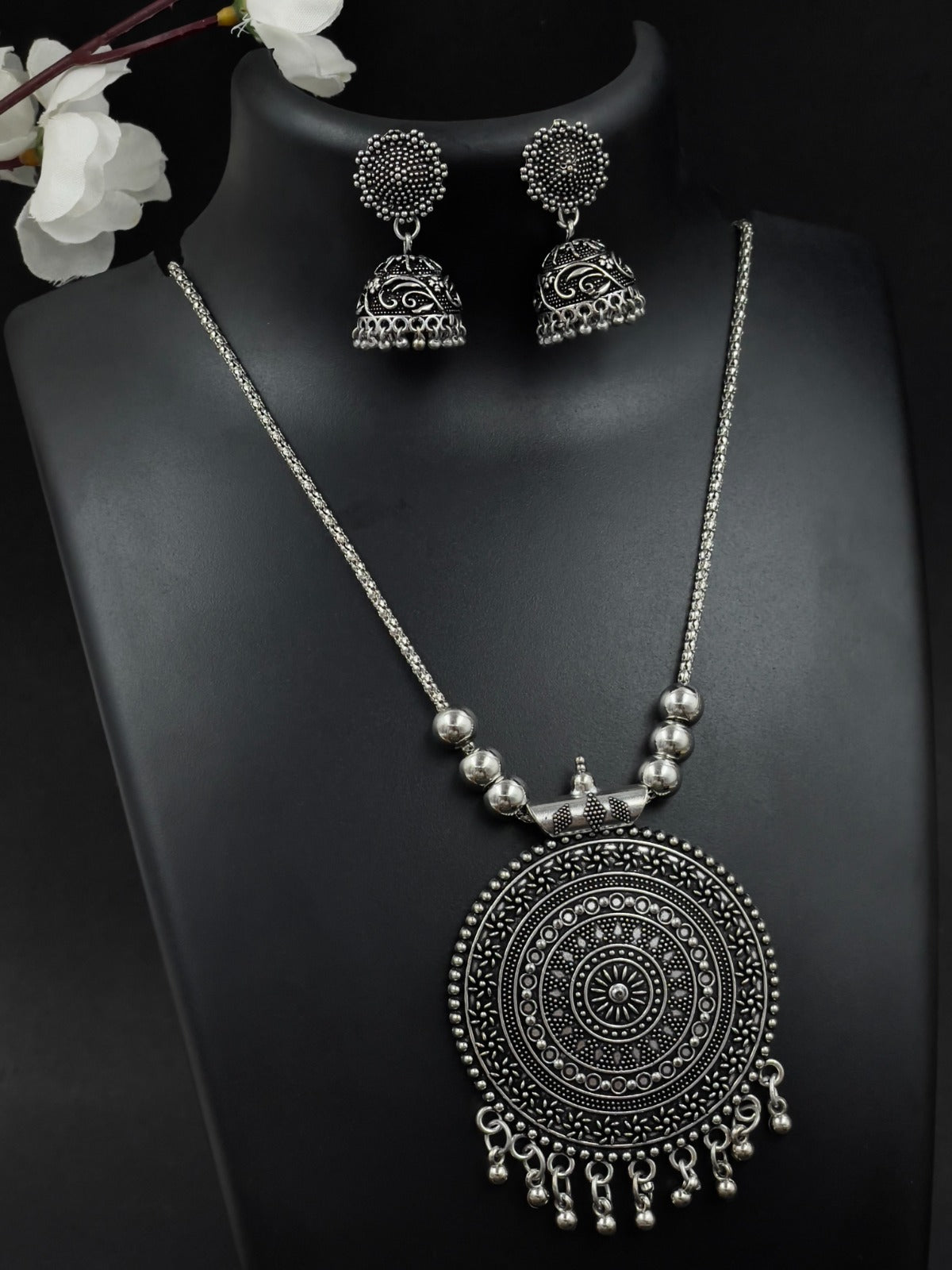 NITYA BRASS OXIDISED JEWELLERY SET