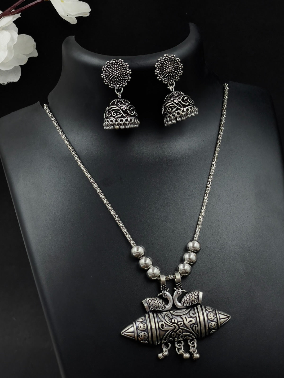 NITYA BRASS OXIDISED JEWELLERY SET