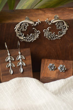 Load image into Gallery viewer, Pehen Silver Lookalike 3 Earrings Combo