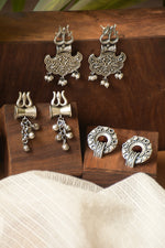 Load image into Gallery viewer, Ria Silver Lookalike 3 Earrings Combo
