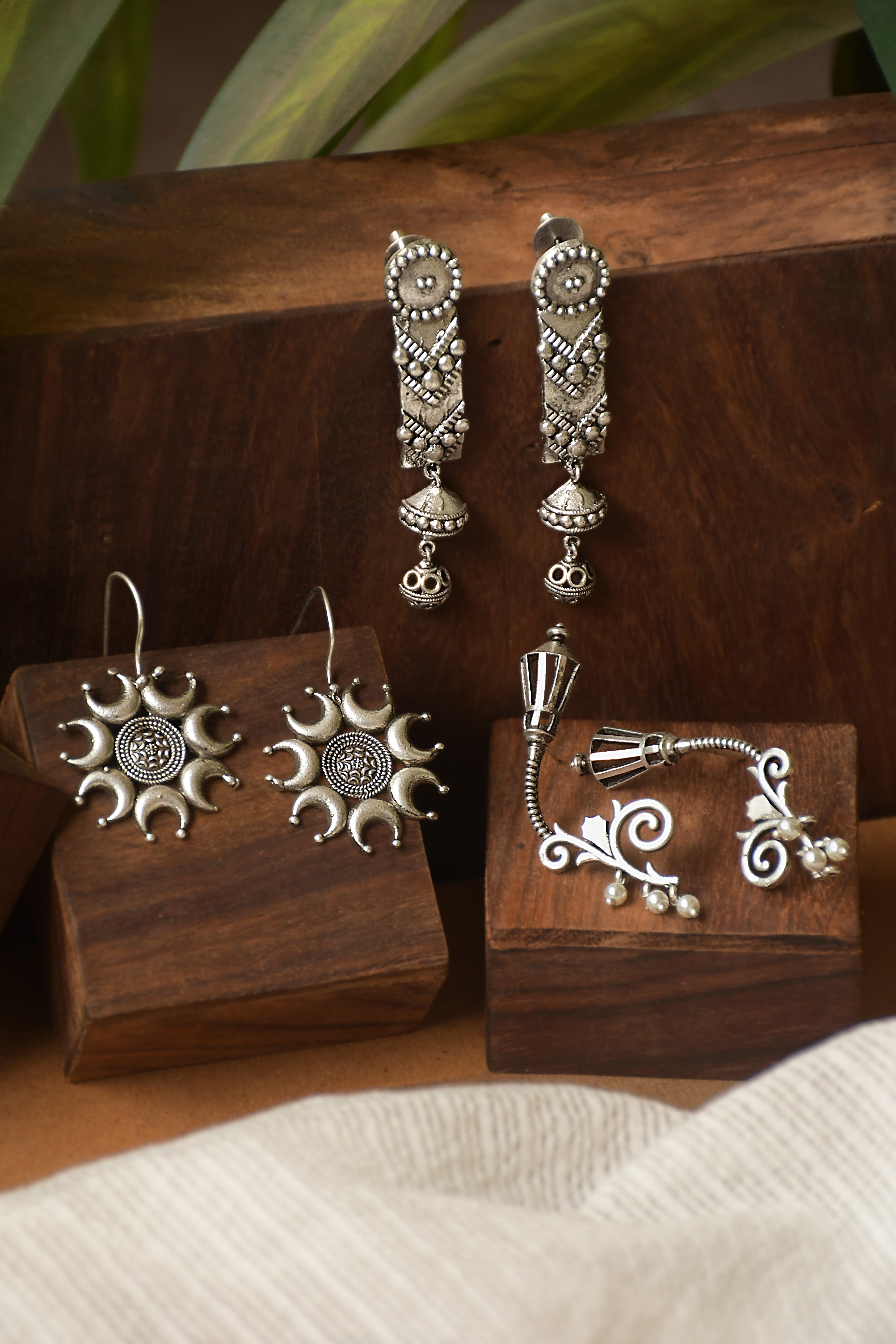Anvi Silver Lookalike 3 Earrings Combo