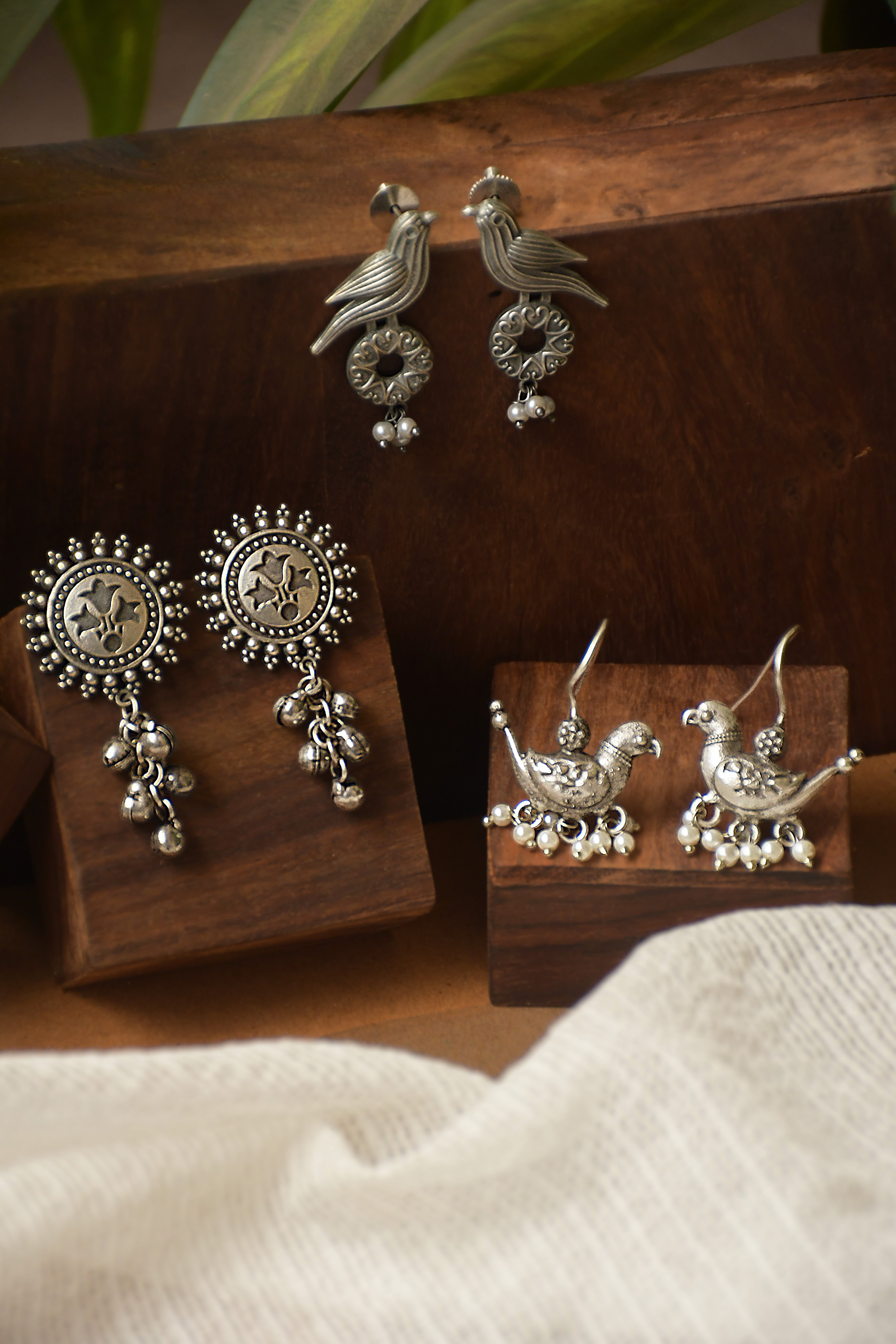Tiya Silver Lookalike 3 Earrings Combo