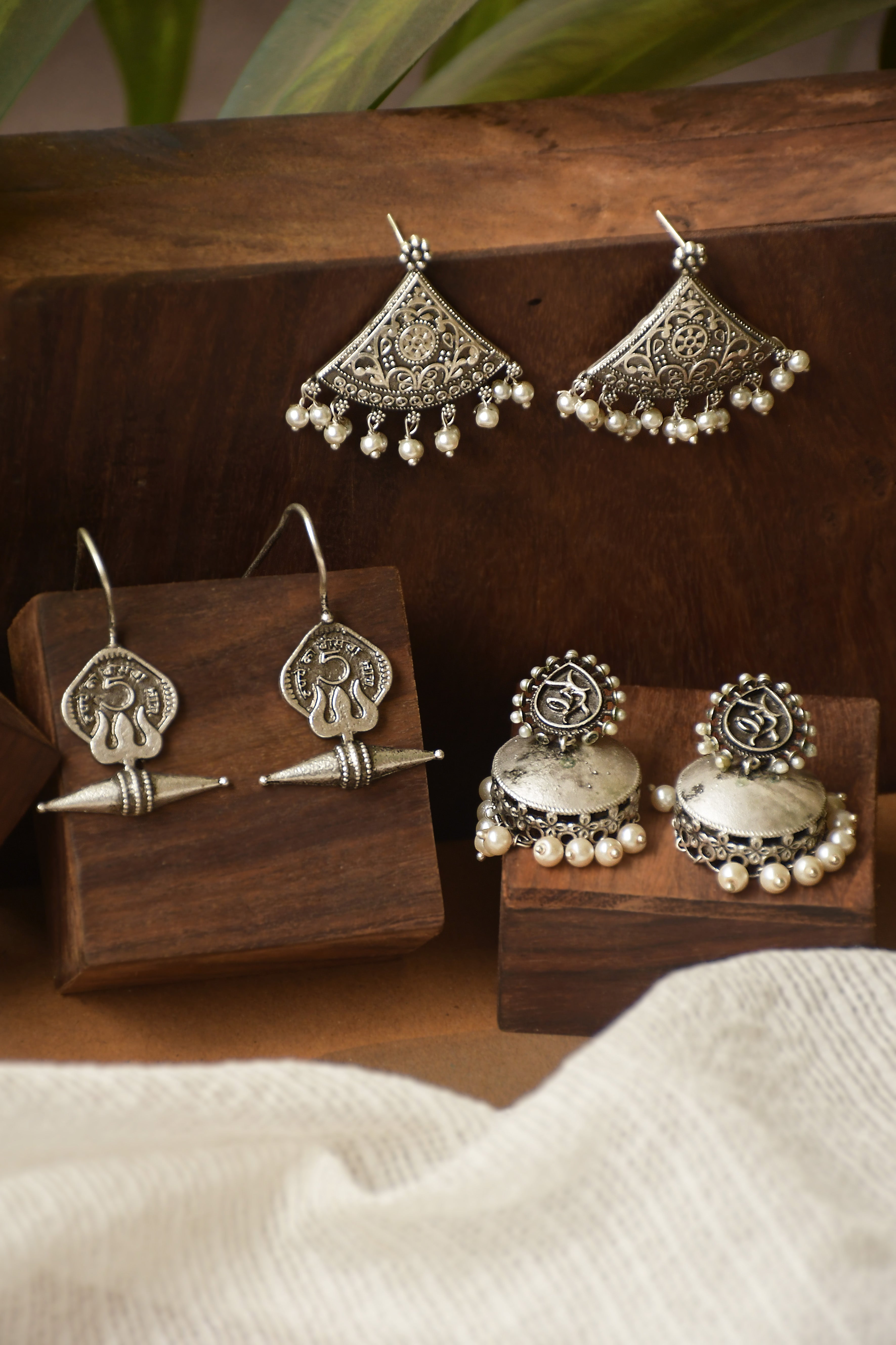 Nishi Silver Lookalike 3 Earrings Combo