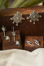 Load image into Gallery viewer, Mishika Silver Lookalike 3 Earrings Combo