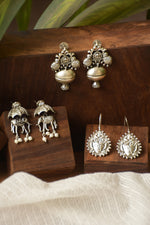 Load image into Gallery viewer, Nidhi Silver Lookalike 3 Earrings Combo