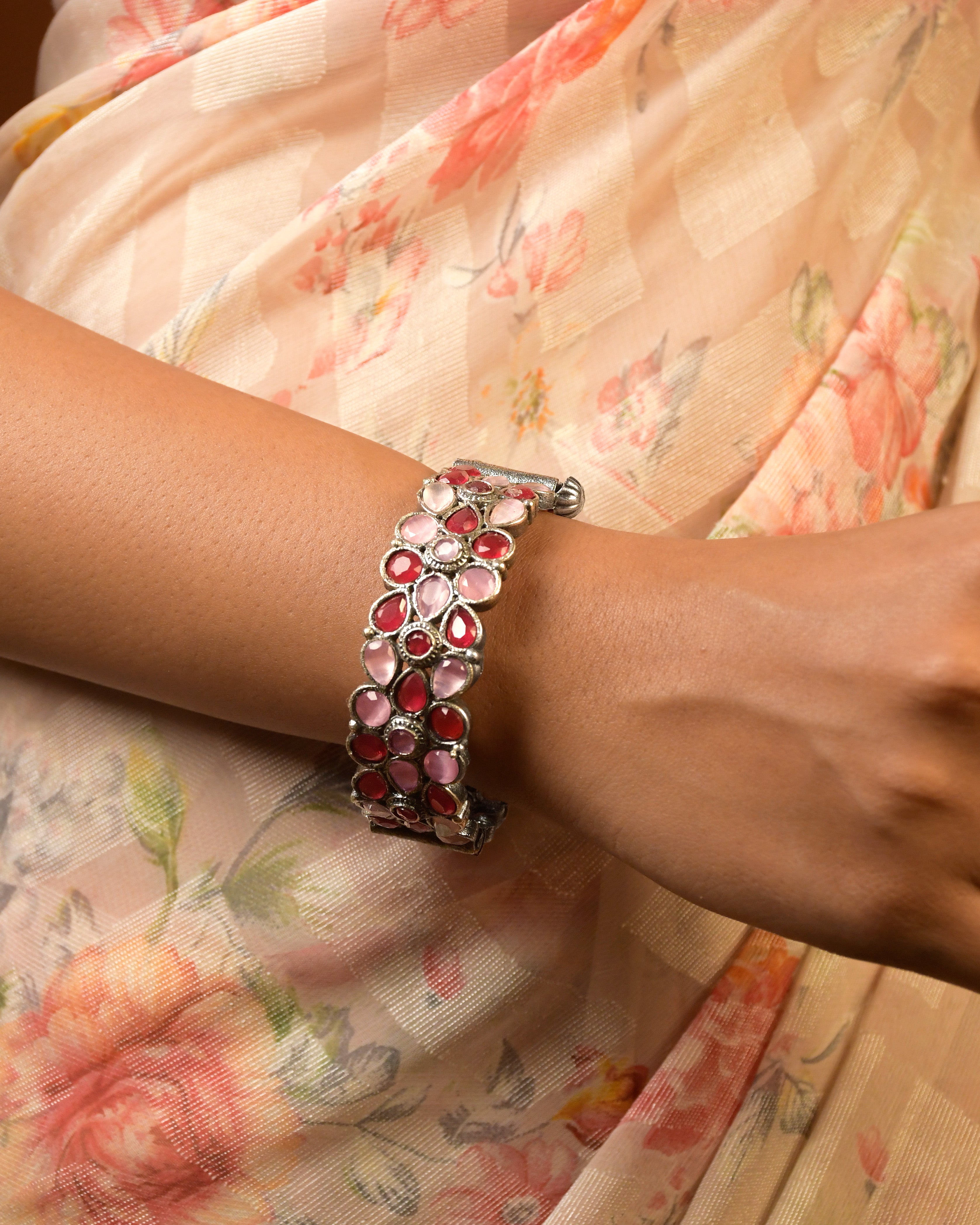 Shreya Pair Of Silver Lookalike Stone Bangle