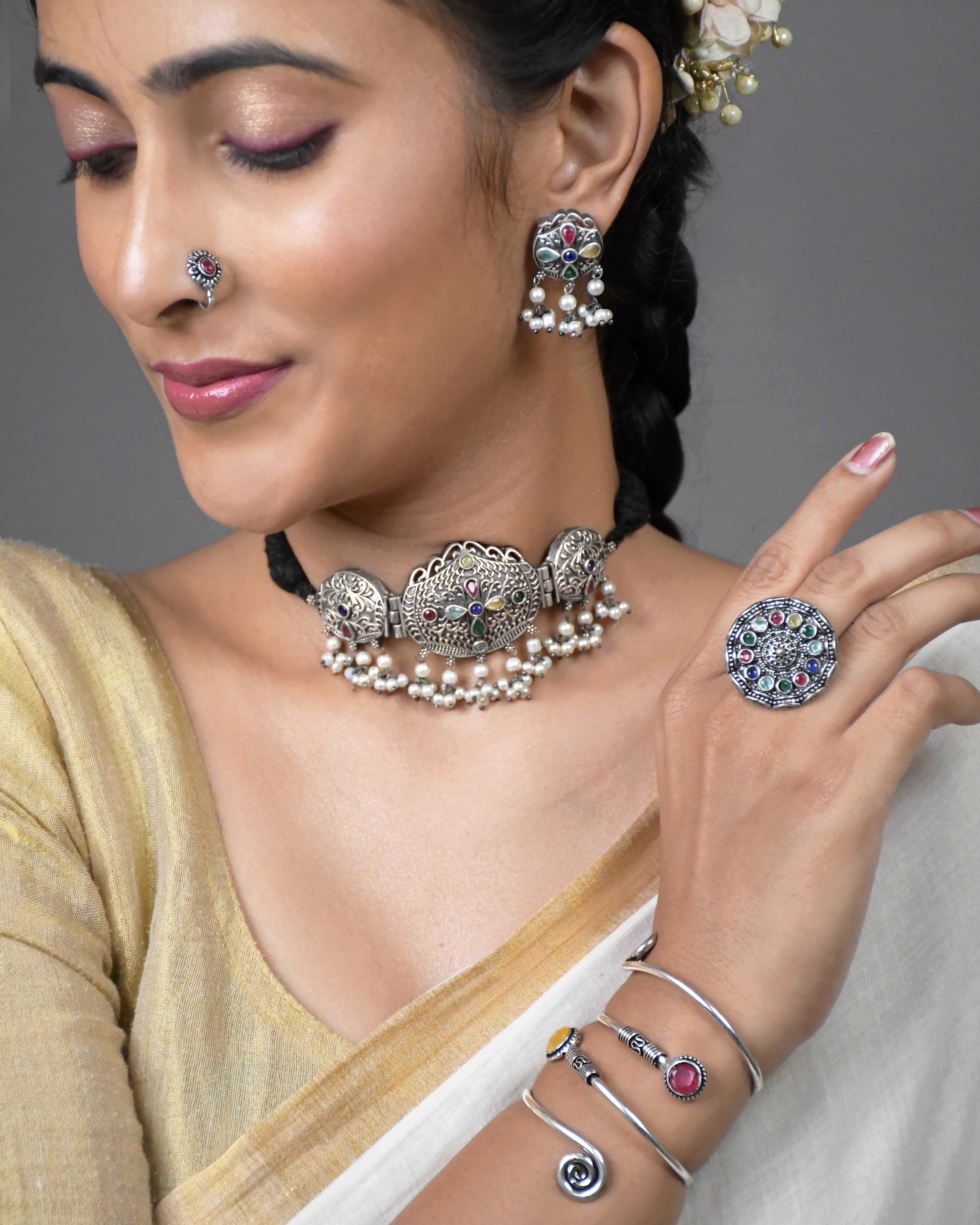 Anika Stone Jewellery Set Combo