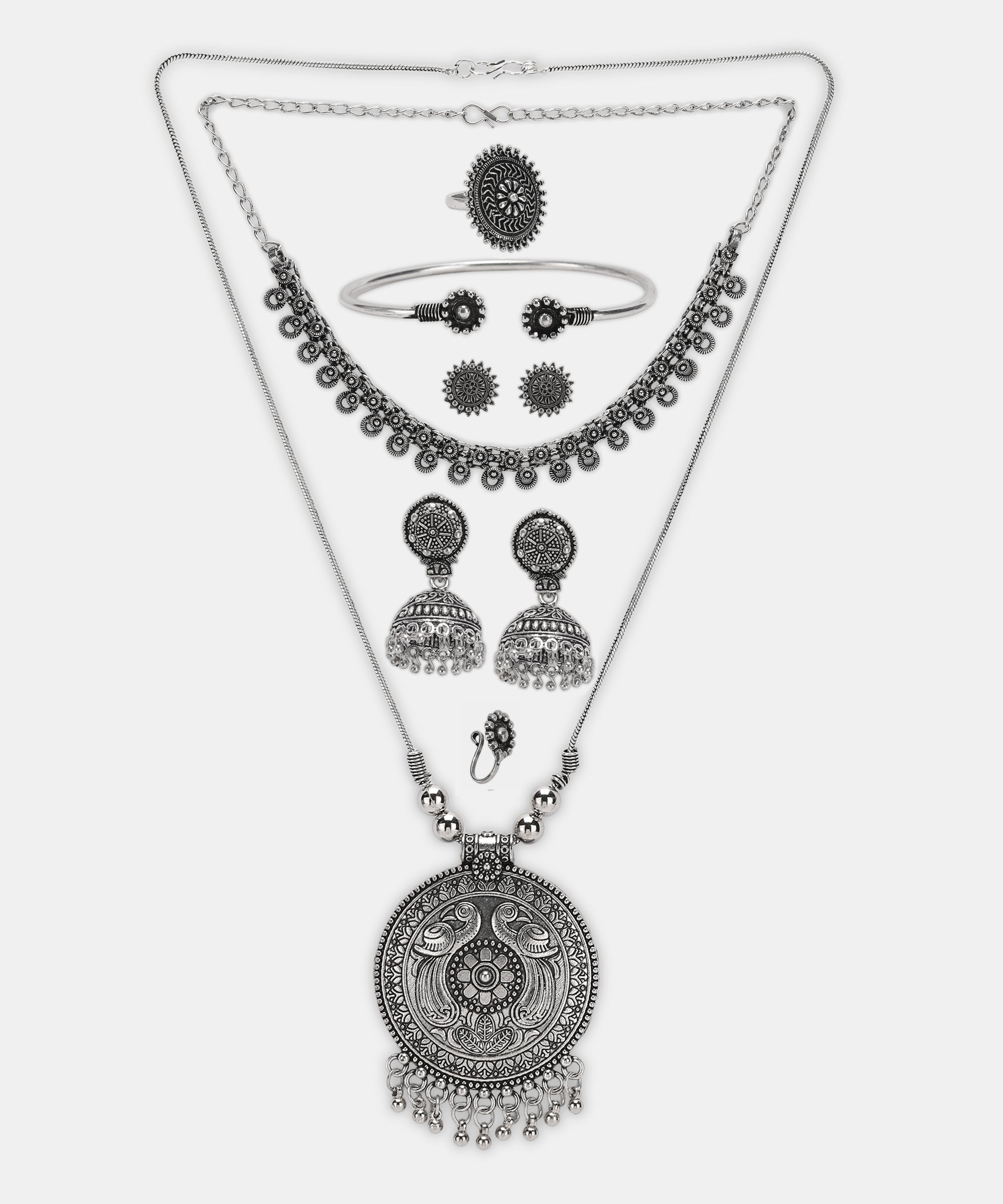 MAHI SILVER OXIDISED JEWELLLERY SET COMBO