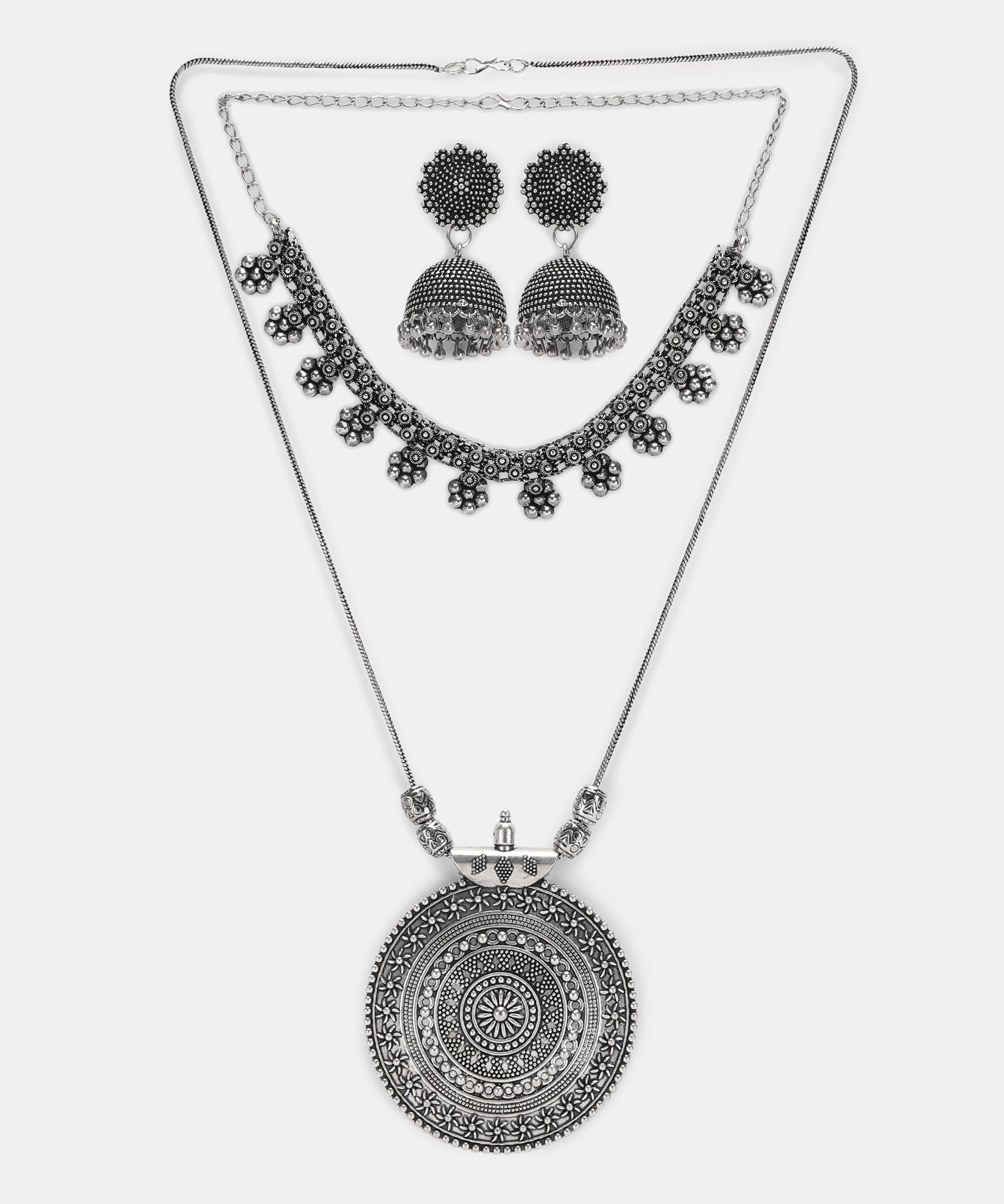 KIYA SILVER OXIDISED JEWELLERY SET COMBO