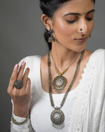 Load image into Gallery viewer, 2-TONE DOUBLE NECKLACE JEWELLERY SET COMBO