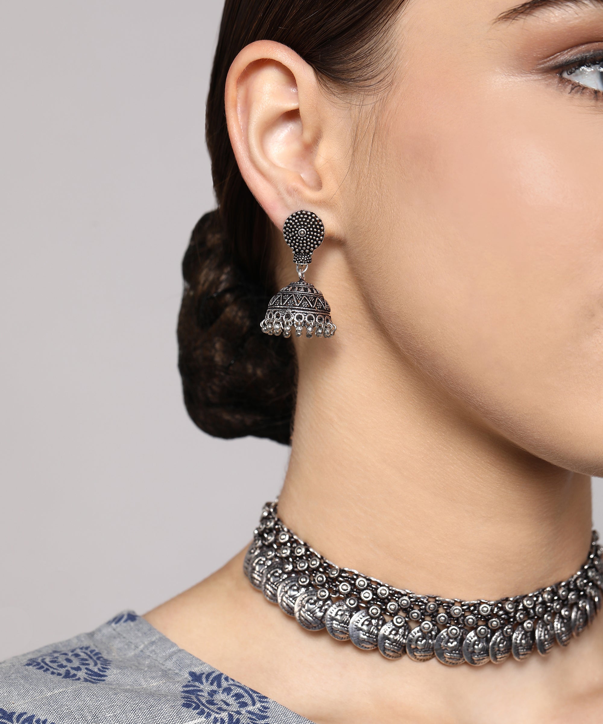 DHVANI SILVER OXIDISED JEWELLERY SET COMBO