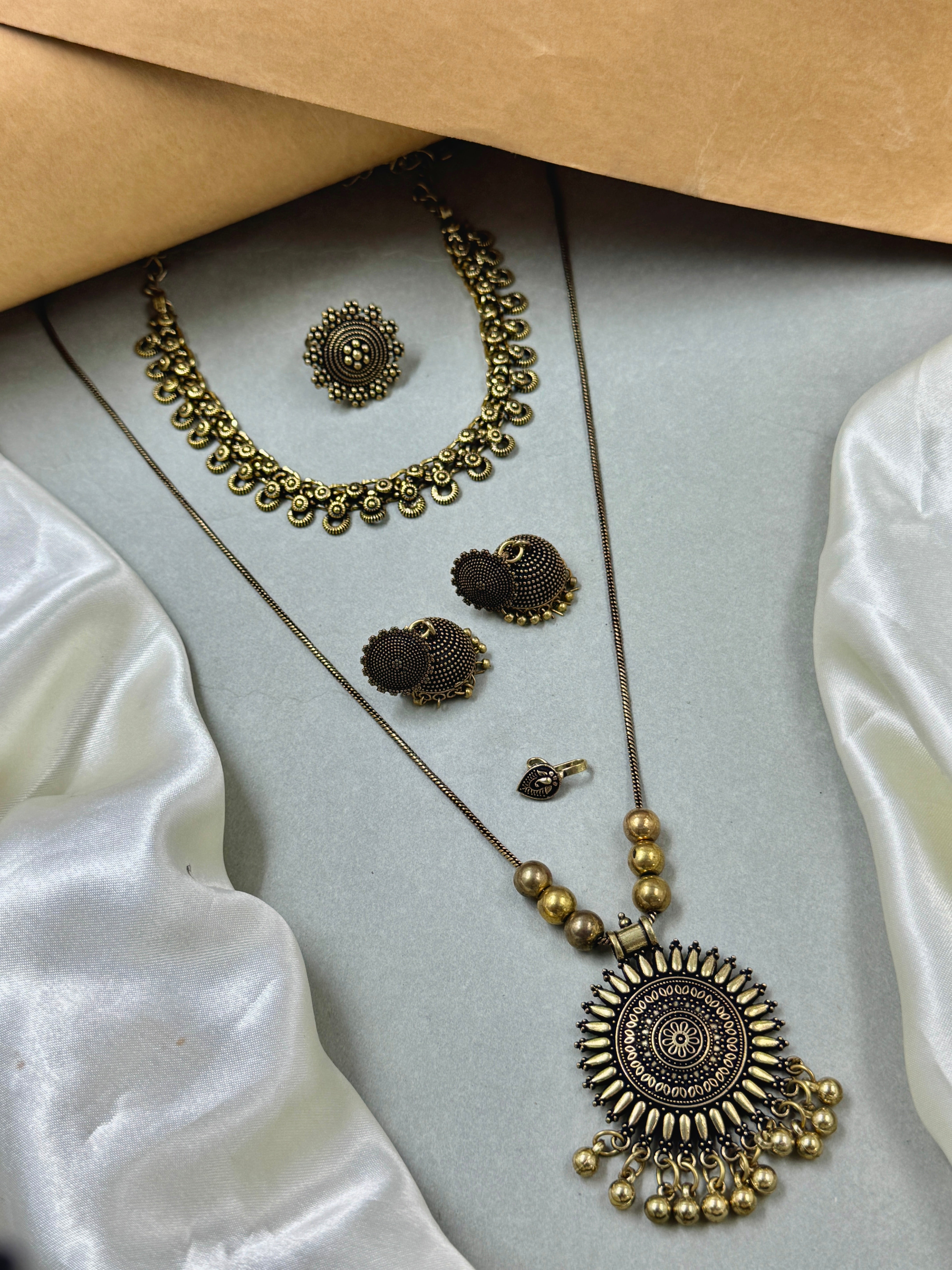OXIDISED GOLDEN JEWELLERY SET COMBO