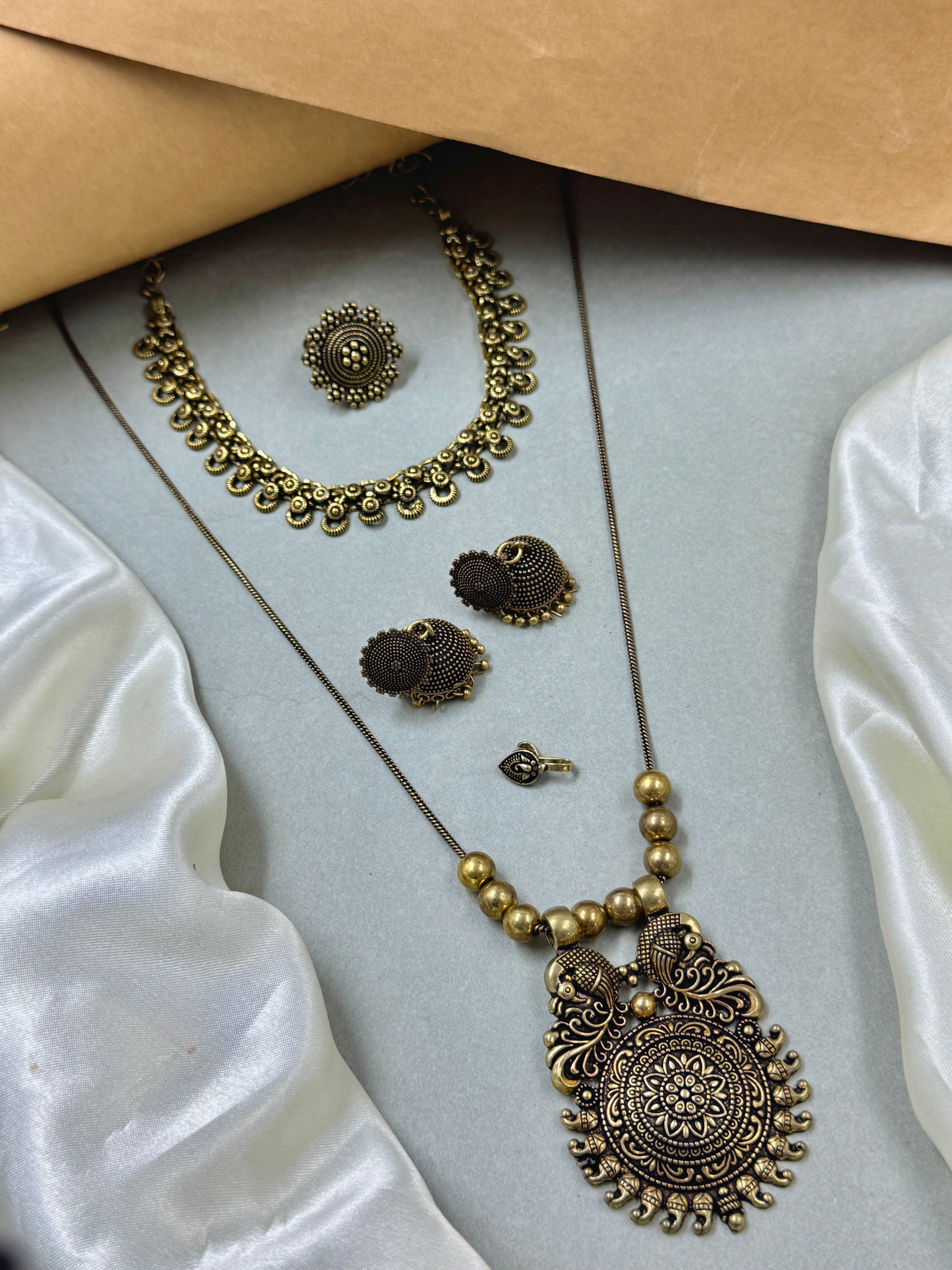 OXIDISED GOLDEN JEWELLERY SET COMBO