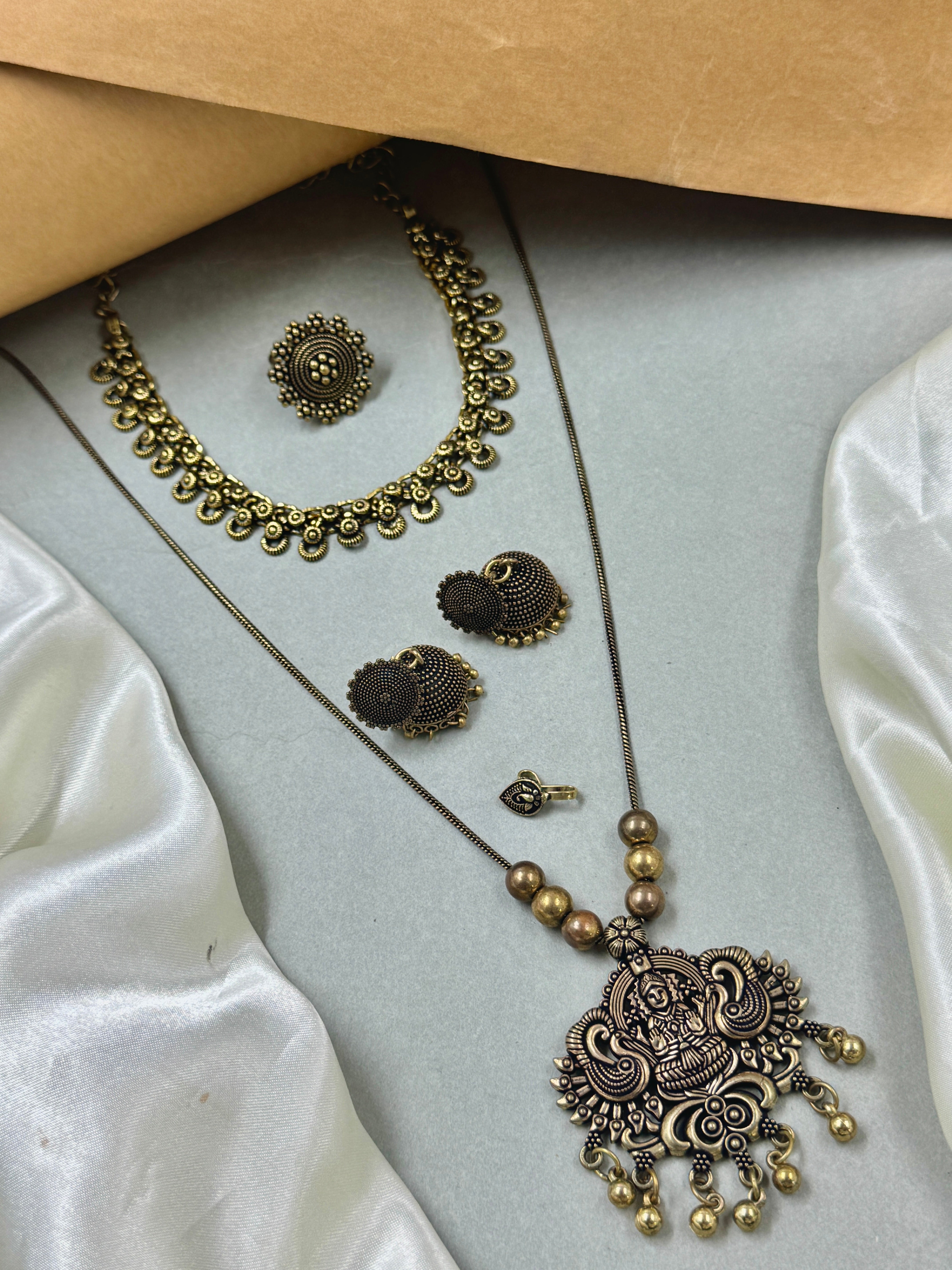 OXIDISED GOLDEN JEWELLERY SET COMBO