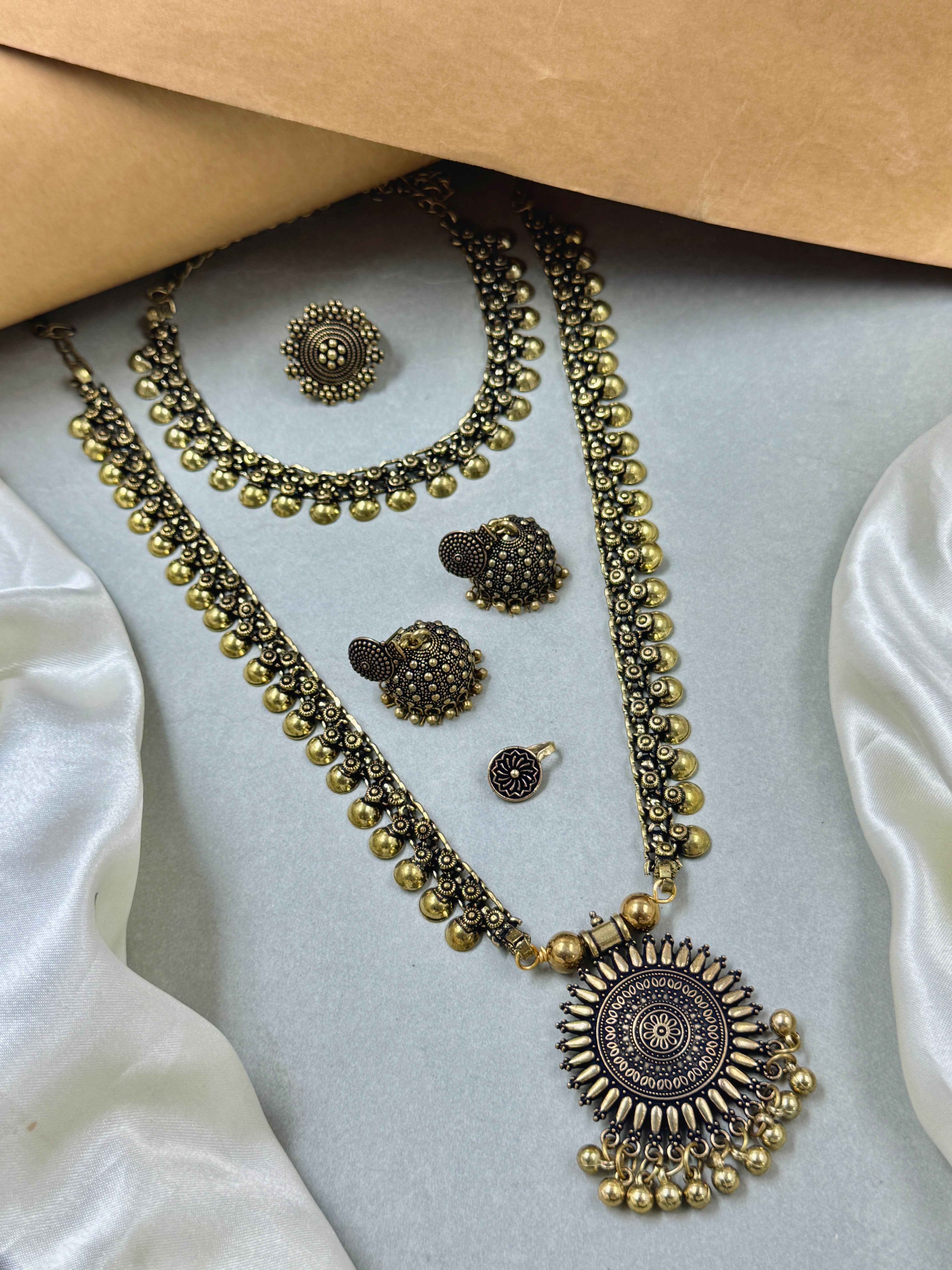 JIYA OXIDISED GOLDEN JEWELLERY SET COMBO