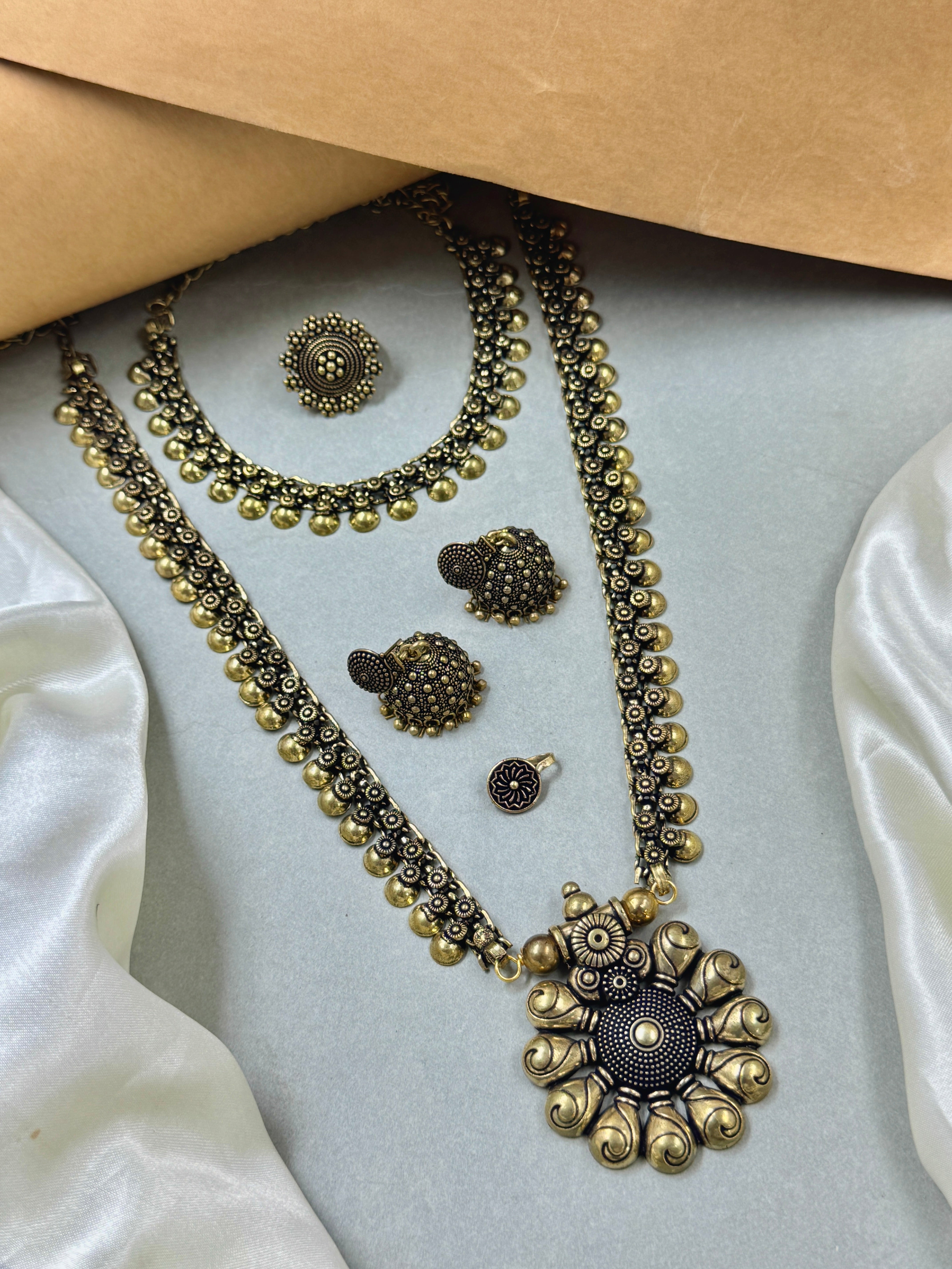 JIYA OXIDISED GOLDEN JEWELLERY SET COMBO