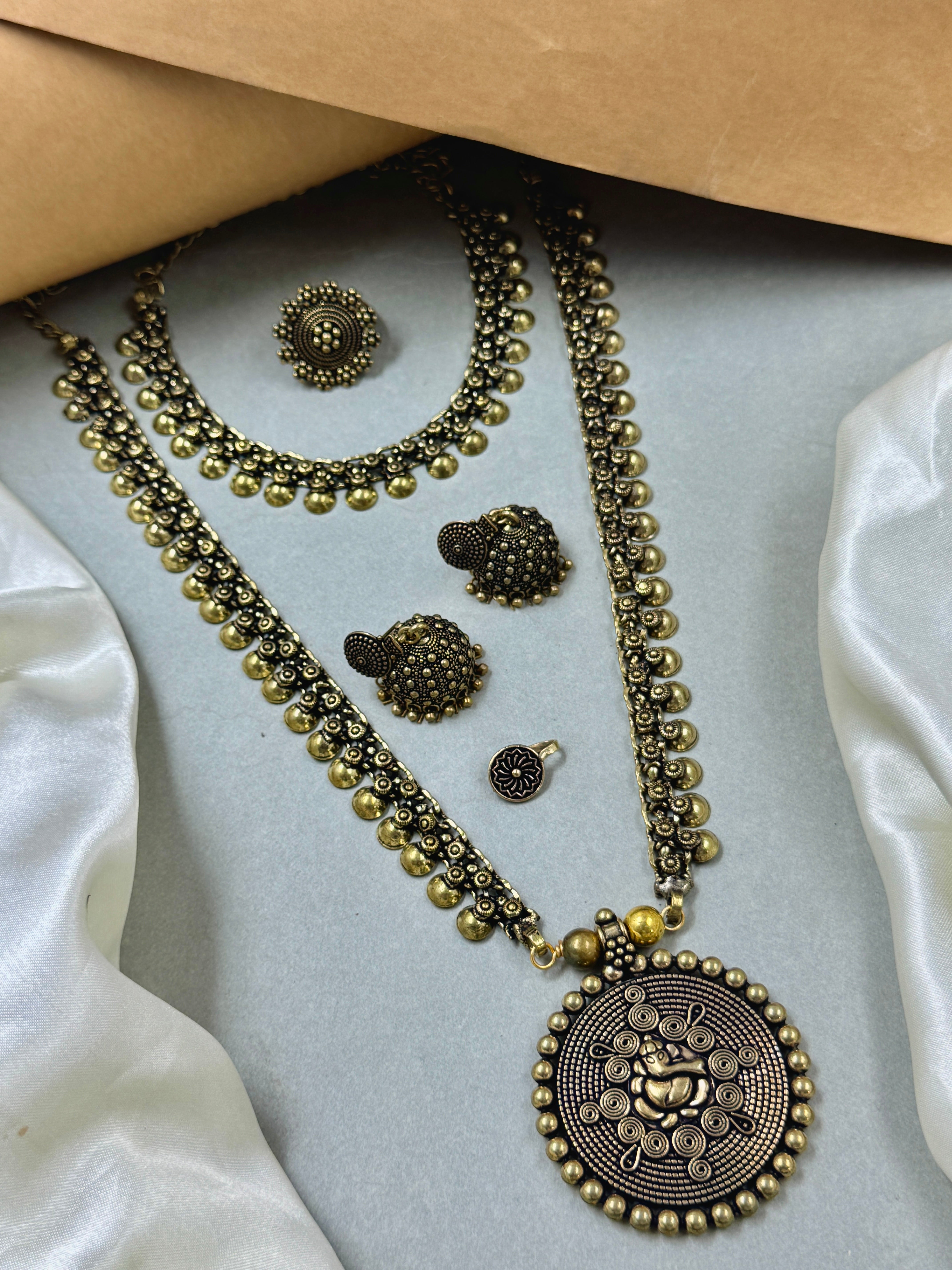 JIYA OXIDISED GOLDEN JEWELLERY SET COMBO