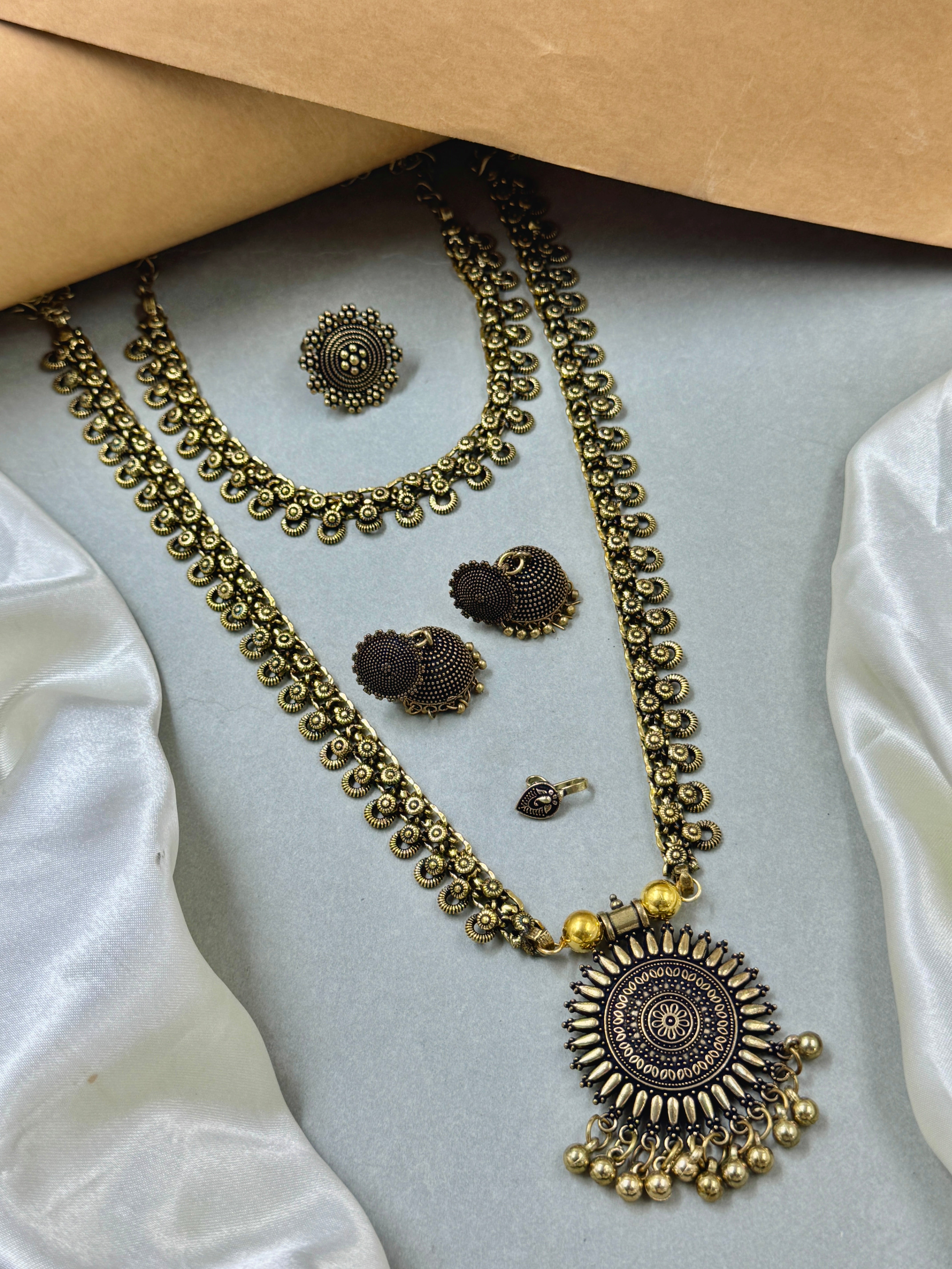 Tanya Oxidised Golden Jewellery Set Combo