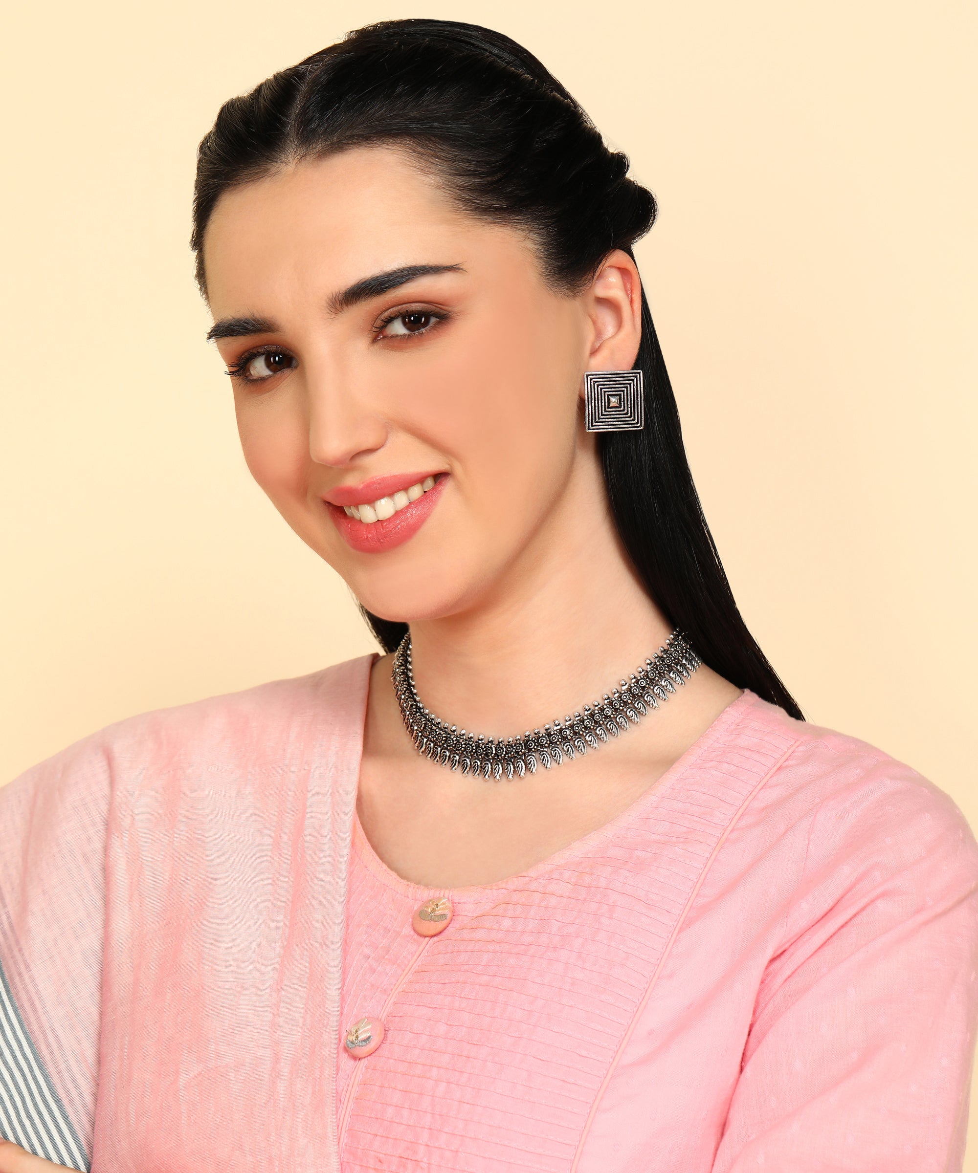 ZEEL SILVER OXIDISED JEWELLERY SET COMBO