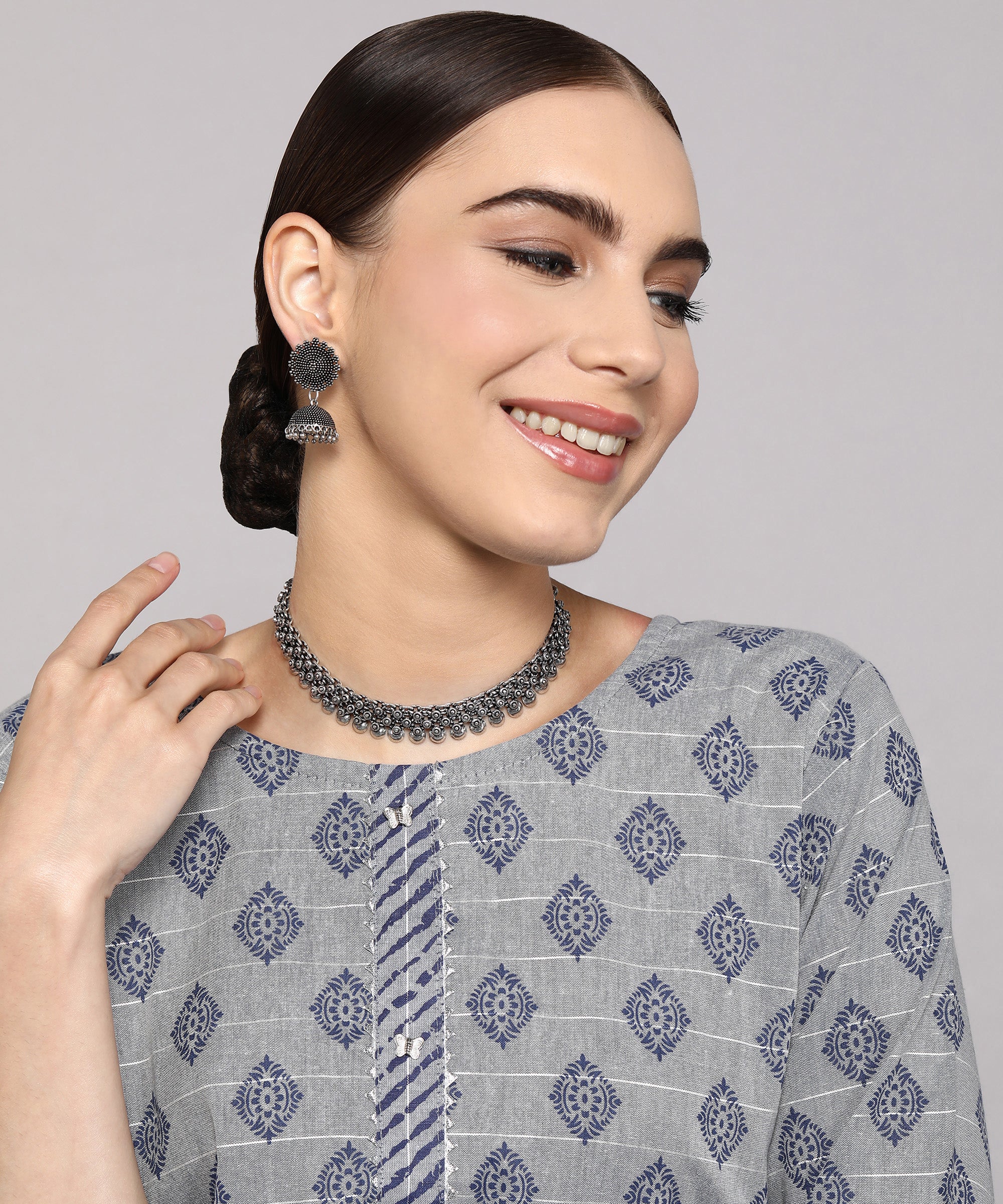 ADITI SILVER OXIDISED JEWELLERY SET COMBO