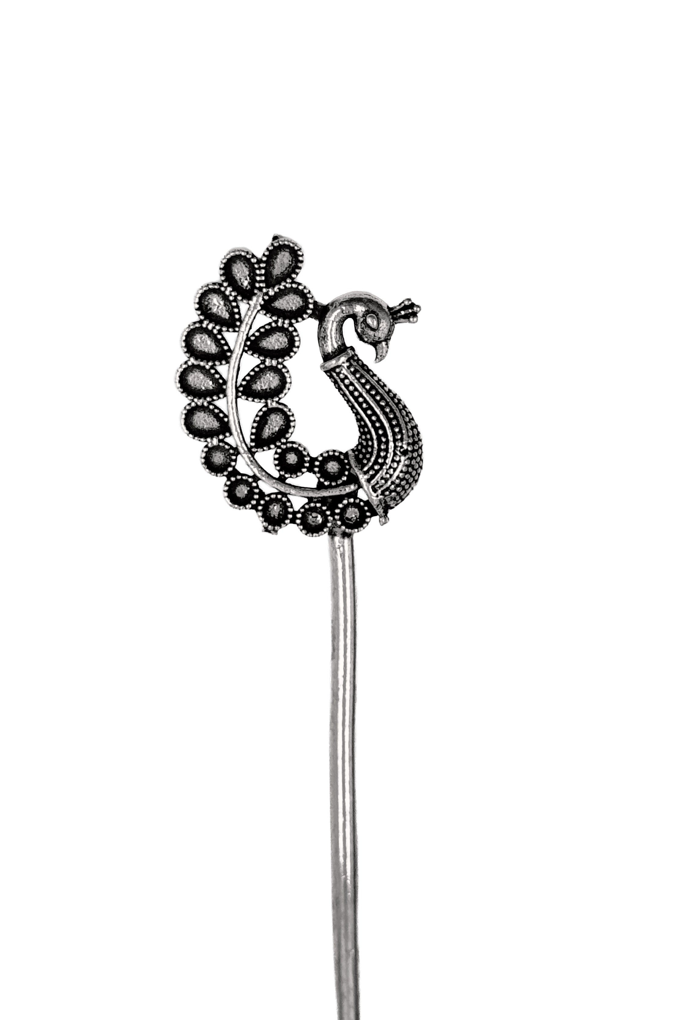 OXIDISED SILVER HAIR STICK COMBO - 1