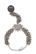 Load image into Gallery viewer, Radha Oxidised Silver Ghungroo Finger Ring Bracelet Kada
