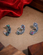 Load image into Gallery viewer, Radhika Oxidised Maharashtrian Nosepin Combo Of 3