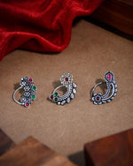 Load image into Gallery viewer, Jiya Oxidised Maharashtrian Nosepin Combo Of 3