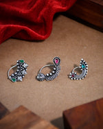 Load image into Gallery viewer, Aarvi Oxidised Maharashtrian Nosepin Combo Of 3