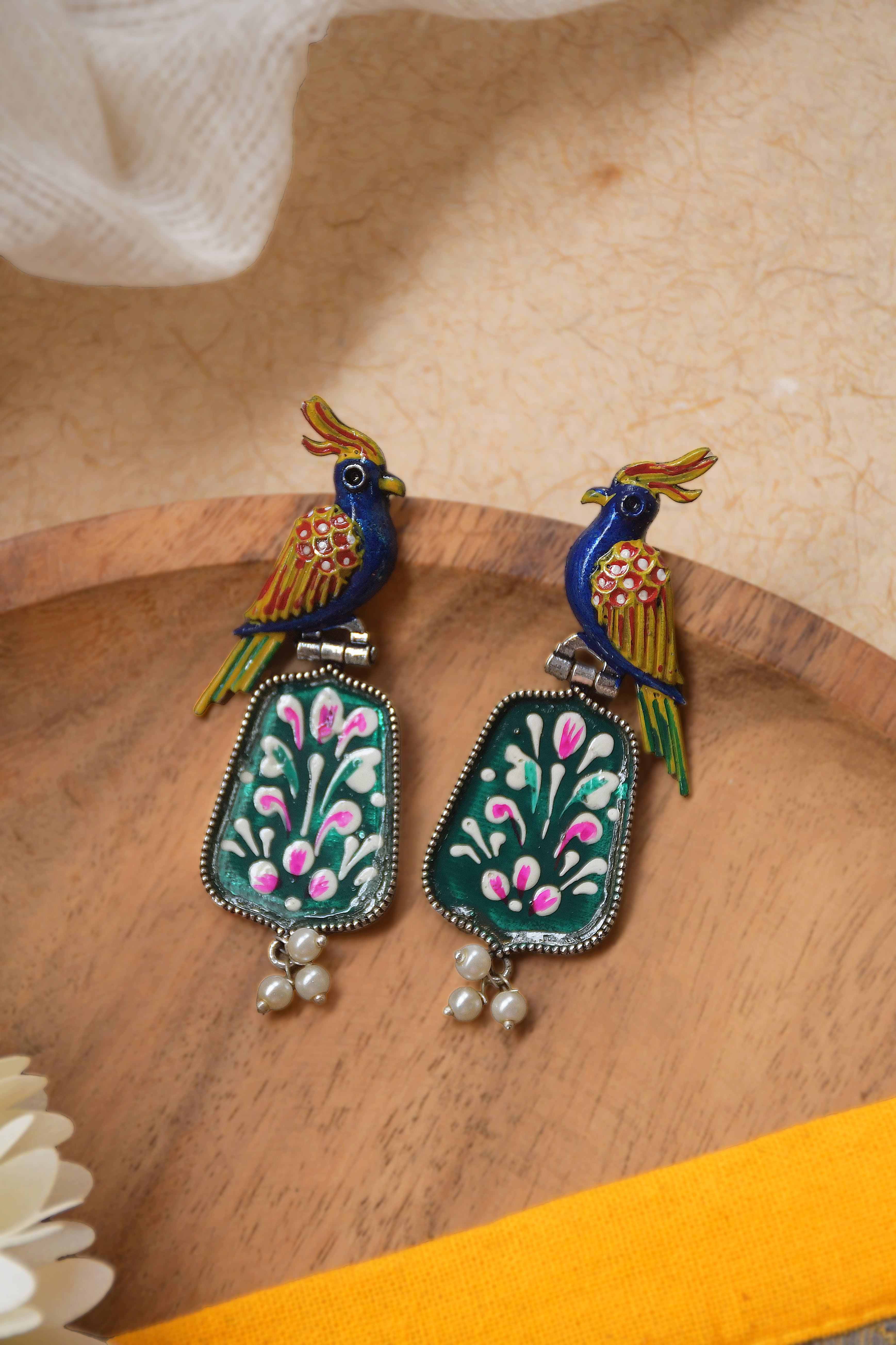 ROYAL PEACOCK DANGLER EARRINGS