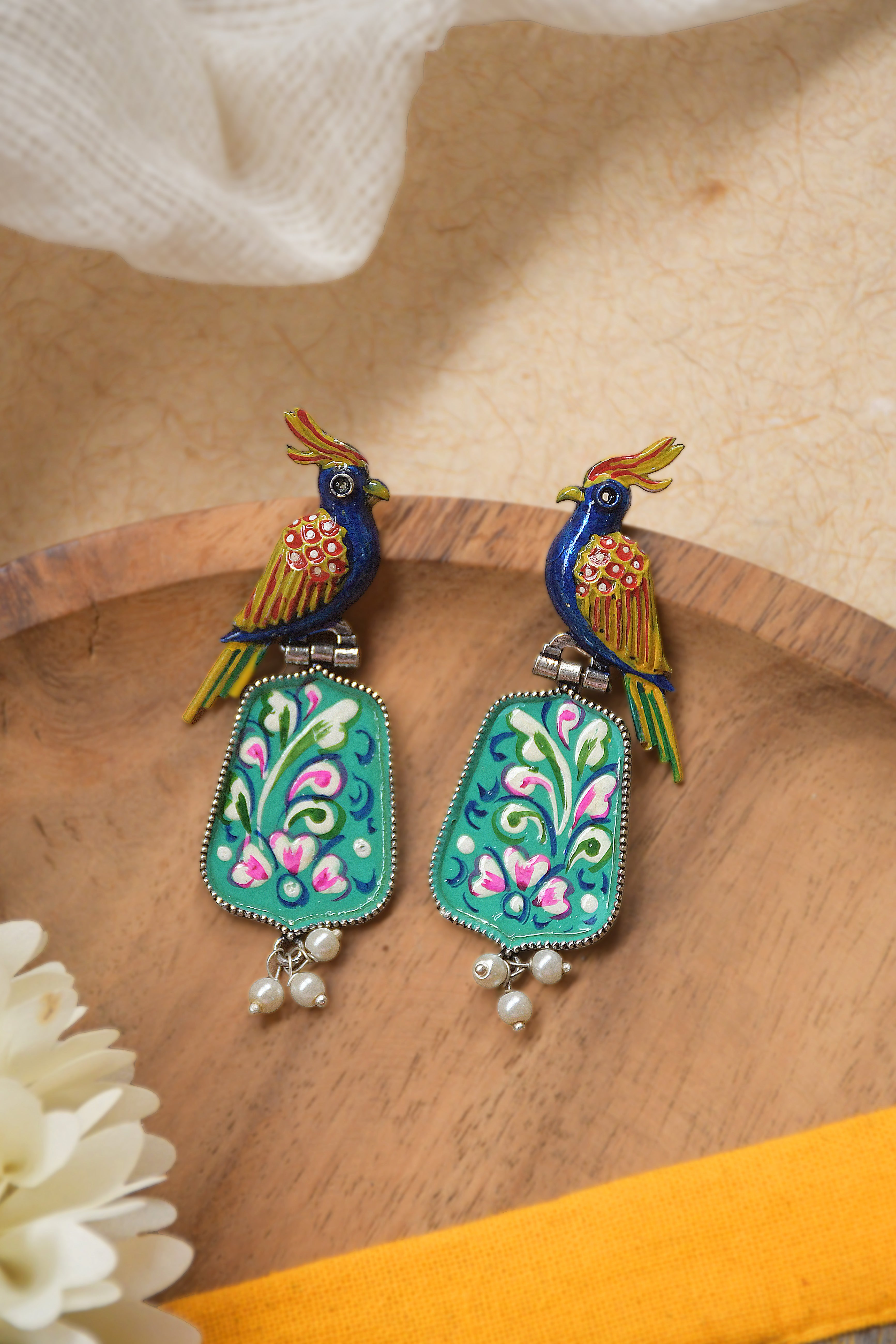 ROYAL PEACOCK DANGLER EARRINGS