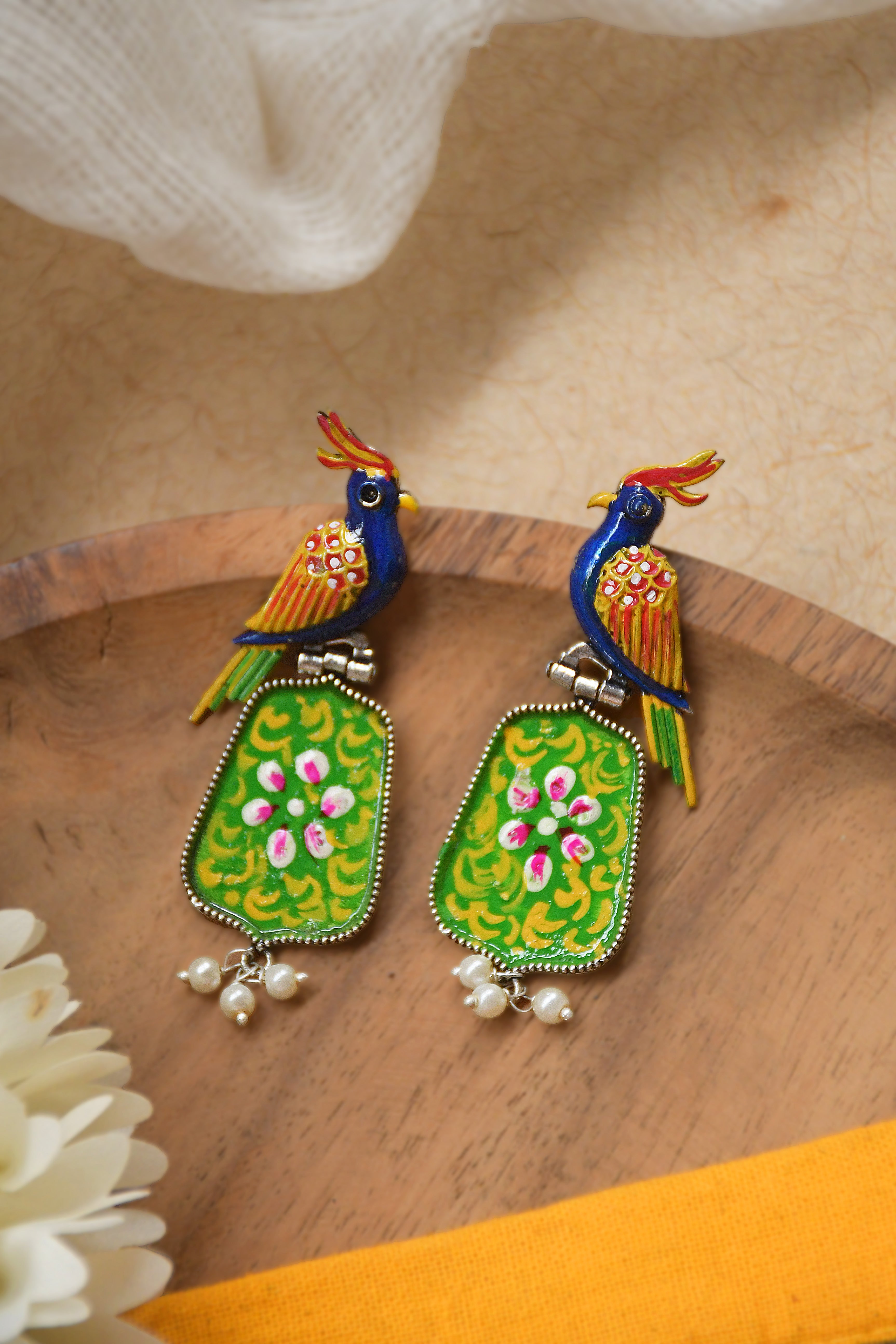 ROYAL PEACOCK DANGLER EARRINGS