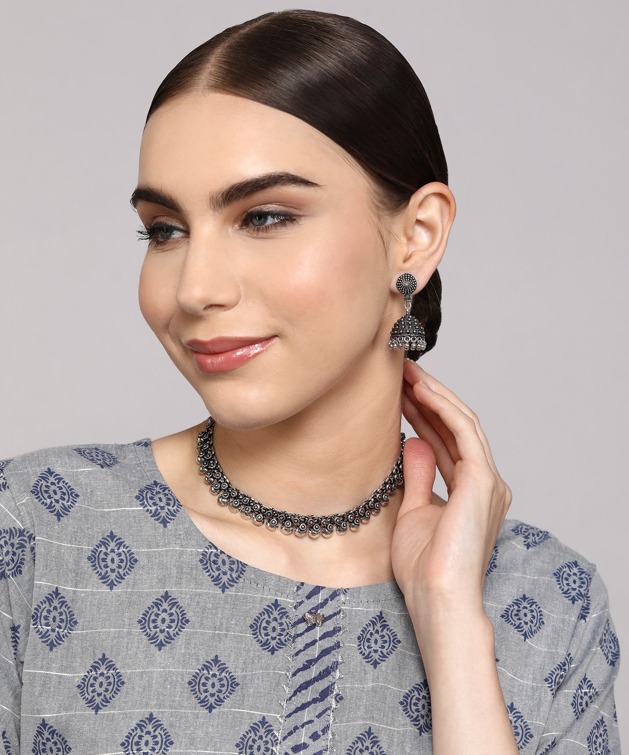 RAHA SILVER OXIDISED JEWELLERY SET COMBO