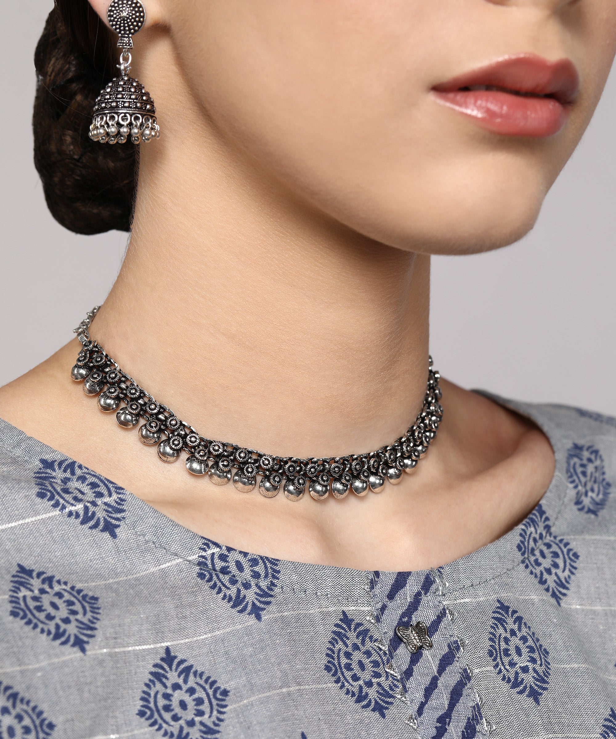 RAHA SILVER OXIDISED JEWELLERY SET COMBO
