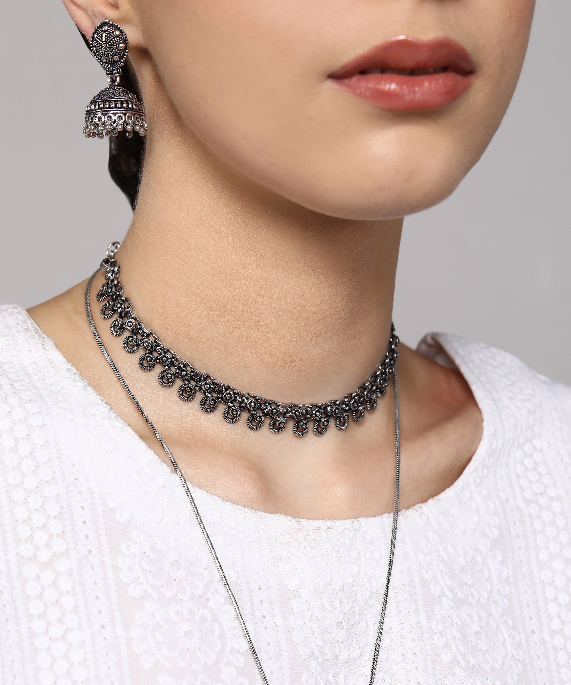 MAHI SILVER OXIDISED JEWELLLERY SET COMBO