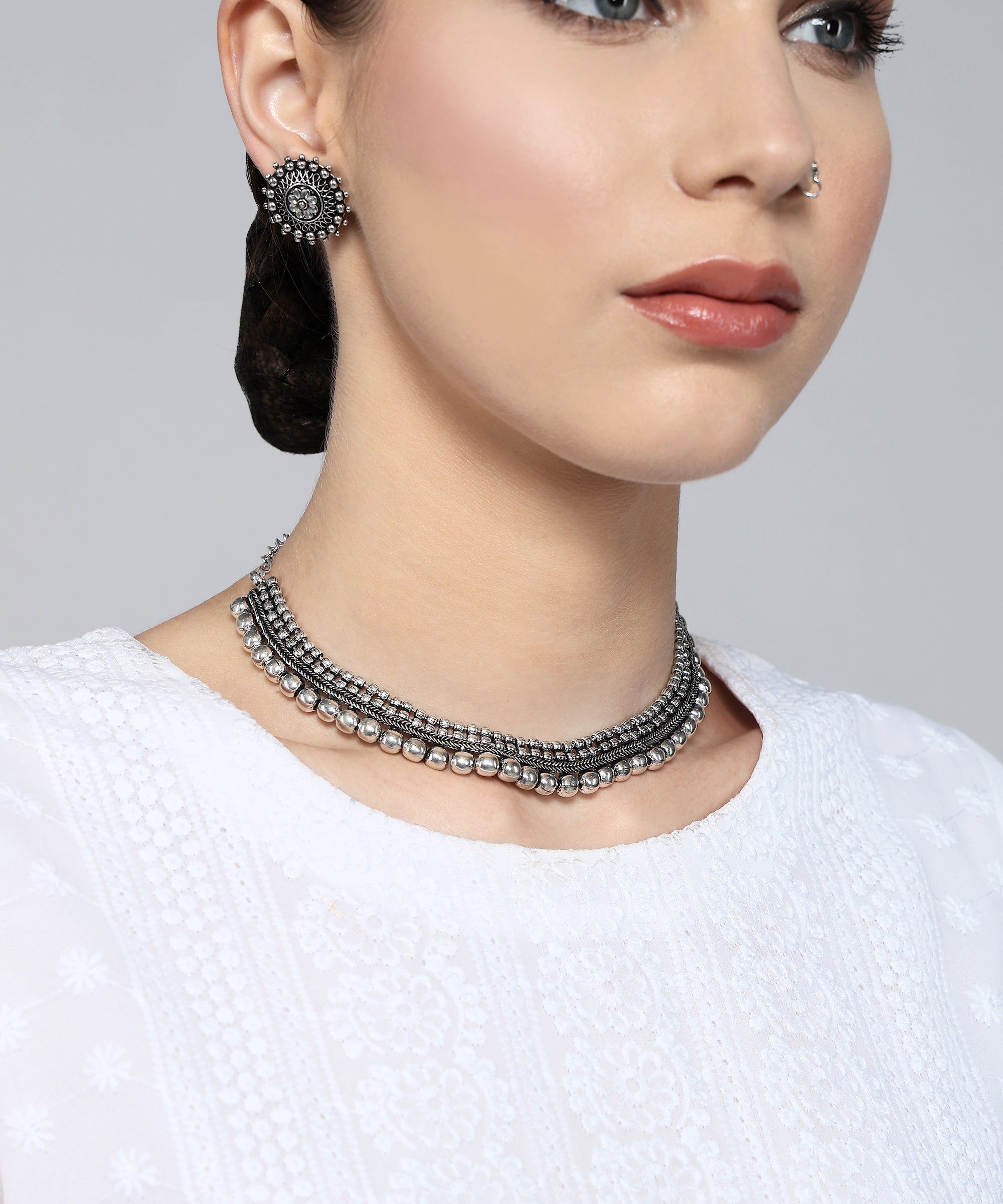 MEHAR SILVER OXIDISED JEWELLERY SET COMBO