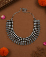 Load image into Gallery viewer, AARVI OXIDISED SHORT NECKLACE