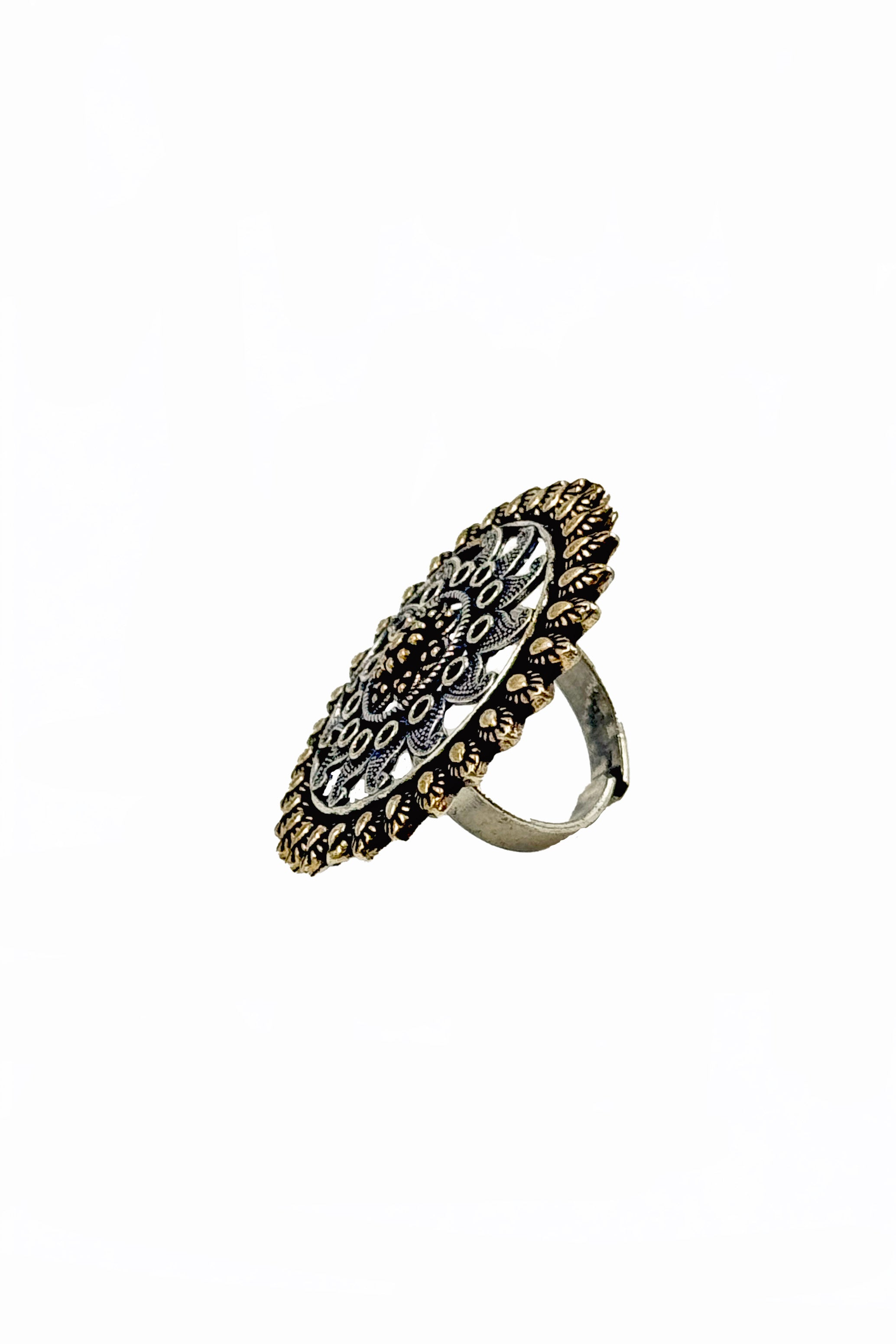 VEDIKA TWO TONE OXIDISED RING