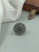 Load image into Gallery viewer, Aarvi Designer Oxidised Silver Ring