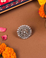 Load image into Gallery viewer, Stone-embellished ring from silver Rakshabandhan hamper - Naman Arts